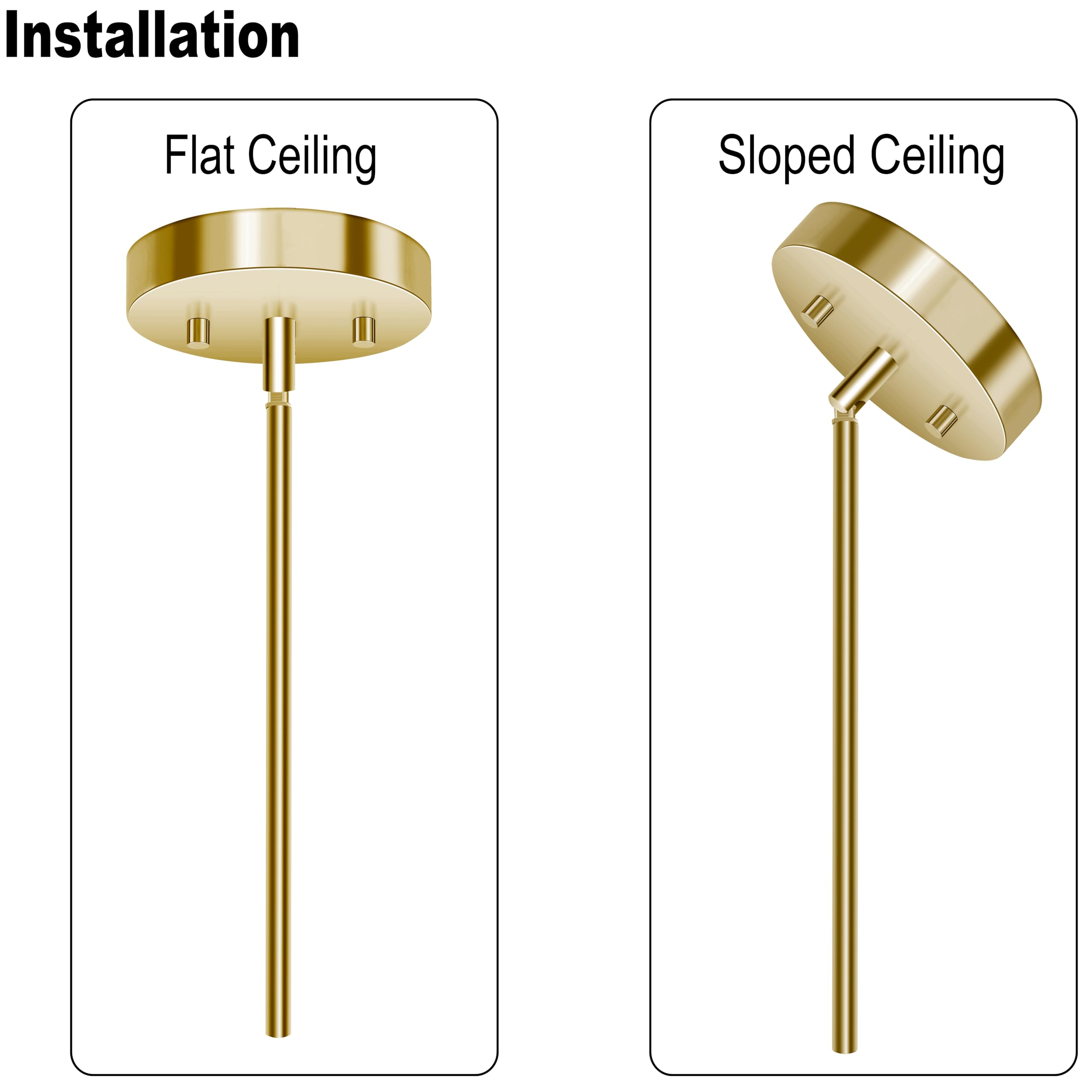 MAYOMAJO 8-Piece M10 Threaded Extension Poles & Sloped Ceiling Adapter Kit, Brass, Model EXD-4+4 for Pendant Lights & Chandeliers