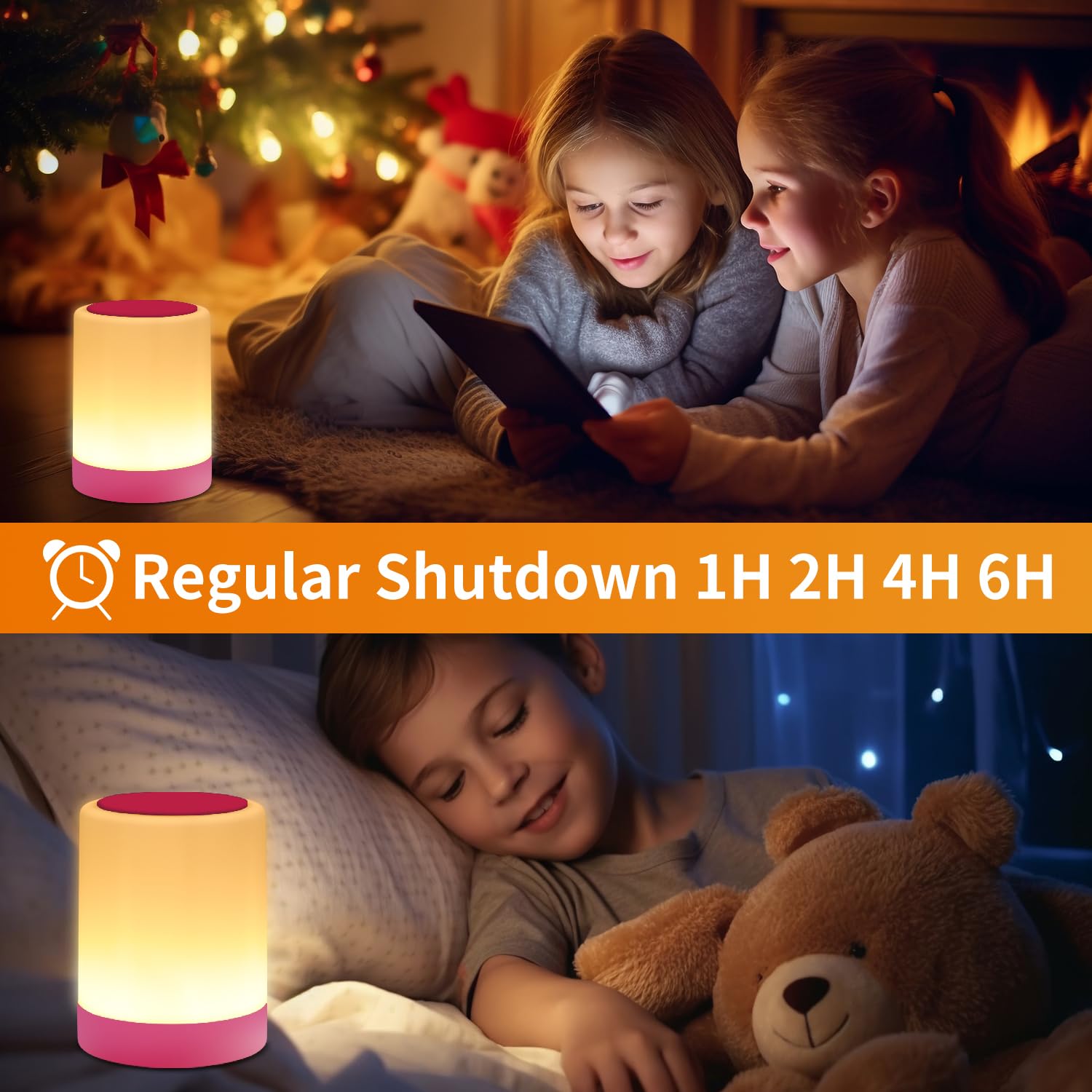 Oorun Touch Bedside Table Lamp - 13 Rgb Colors, 5 Brightness Levels, Usb Rechargeable, 3.74D X 4.8H, Pink, Model F8