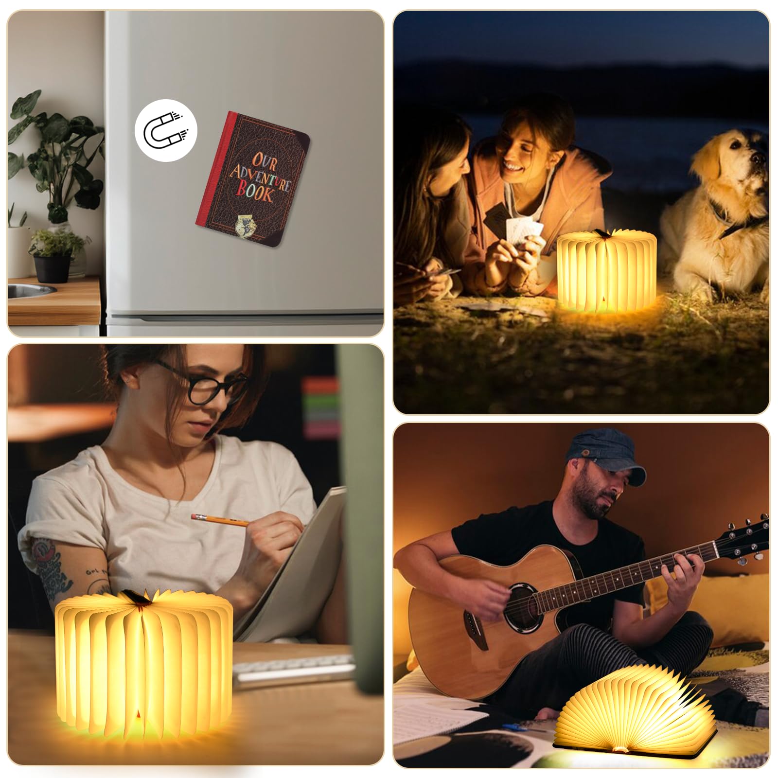Adventure Book Night Light, 3D Lamp&5 Colors Folding Book Lamp White Light/Yellow Light/Warm Yellow Light Colors Led Book Light