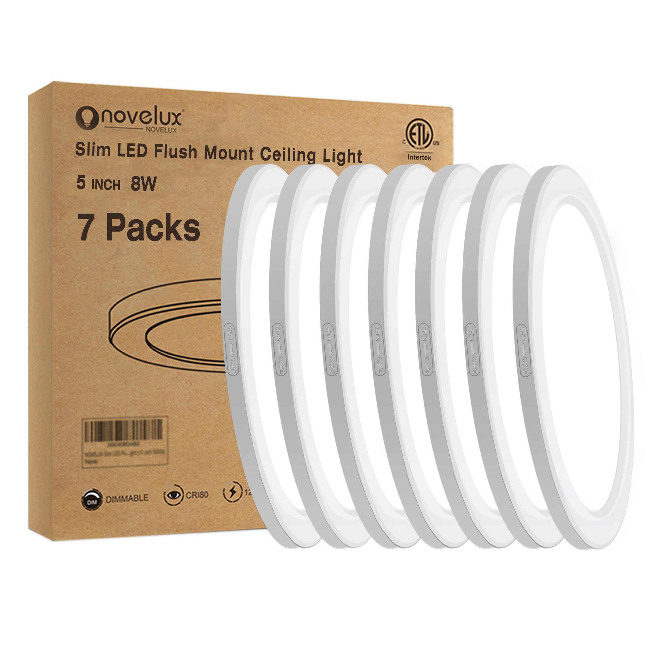 Novelux 5.4'' Flush Mount Ceiling Light Dimmable With Etl Cert, 5000K White Led Ceiling Lights Ultra Thin Round Ceiling Light Fi