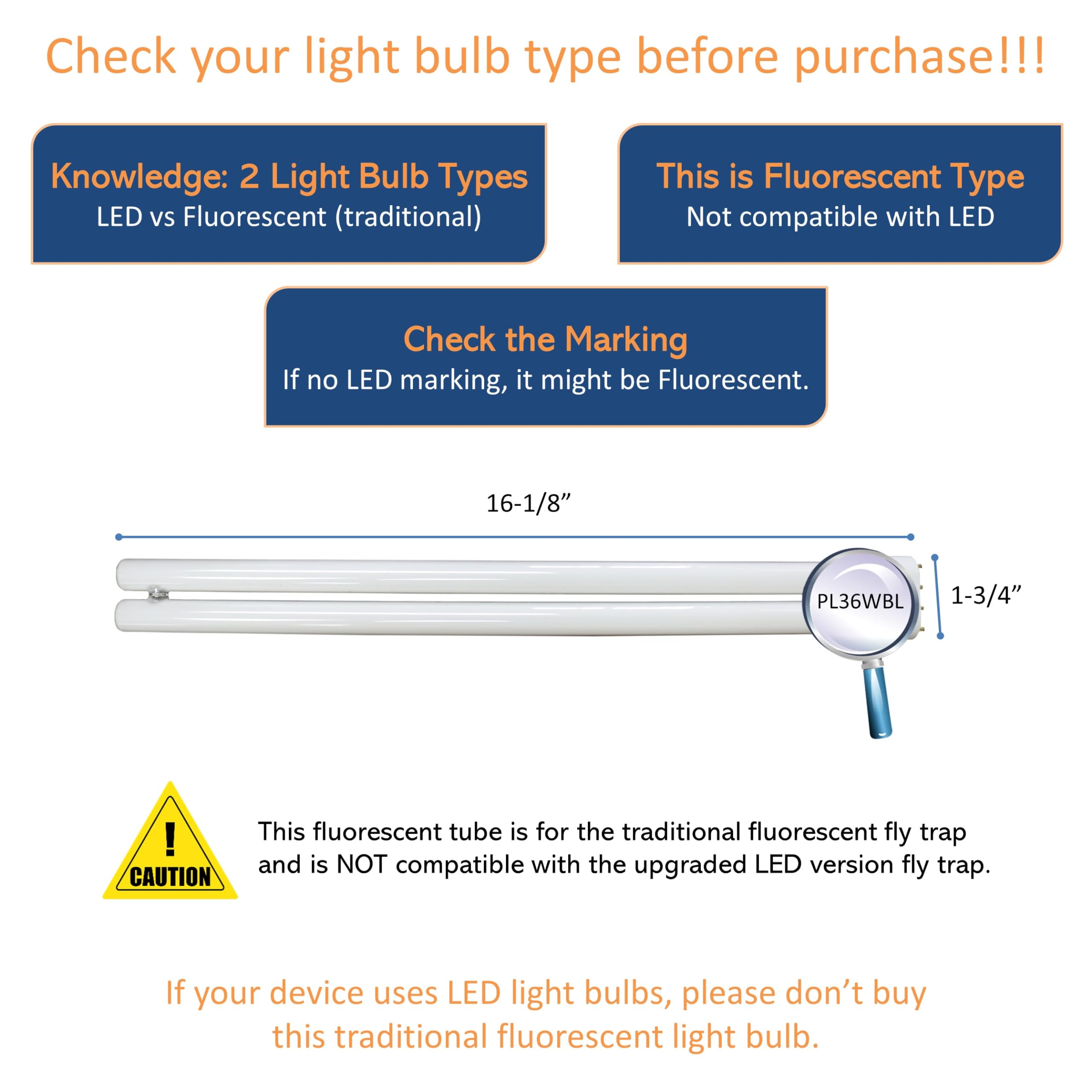 Awoco Pl 36W Bl Fluorescent Uv Light Bulb For Wall Mount Sticky Fly Trap Lamp Ft-1E36 (36W)