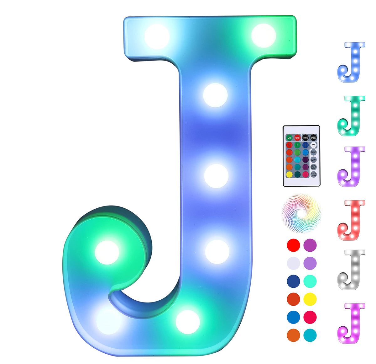 Foaky Colorful LED Letter Lights with Remote,Marquee Light Up Letters Sign for Night Light Wedding/Birthday Party Battery Powere
