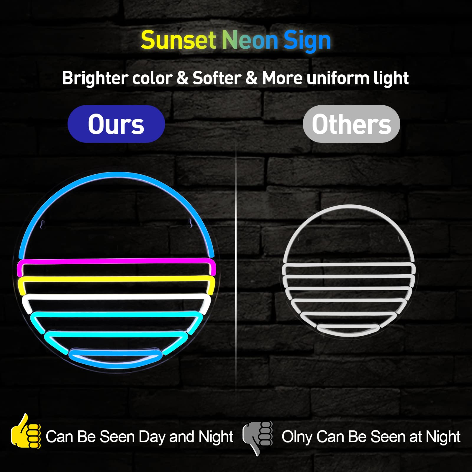 Imegina Sunset Neon Sign - Dimmable Led Wall Decor For Bedroom, Man Cave, Party, 12.6X12.