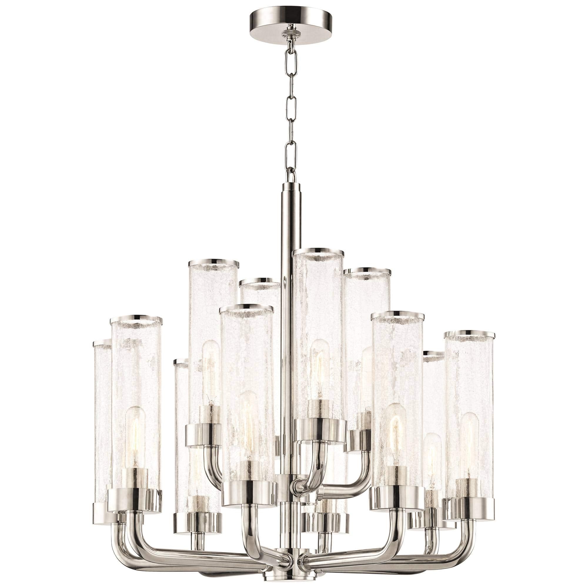 Hudson Valley 1726-PN Contemporary Modern 12 Light Chandelier from Soriano Collection in Polished Nickel Finish,