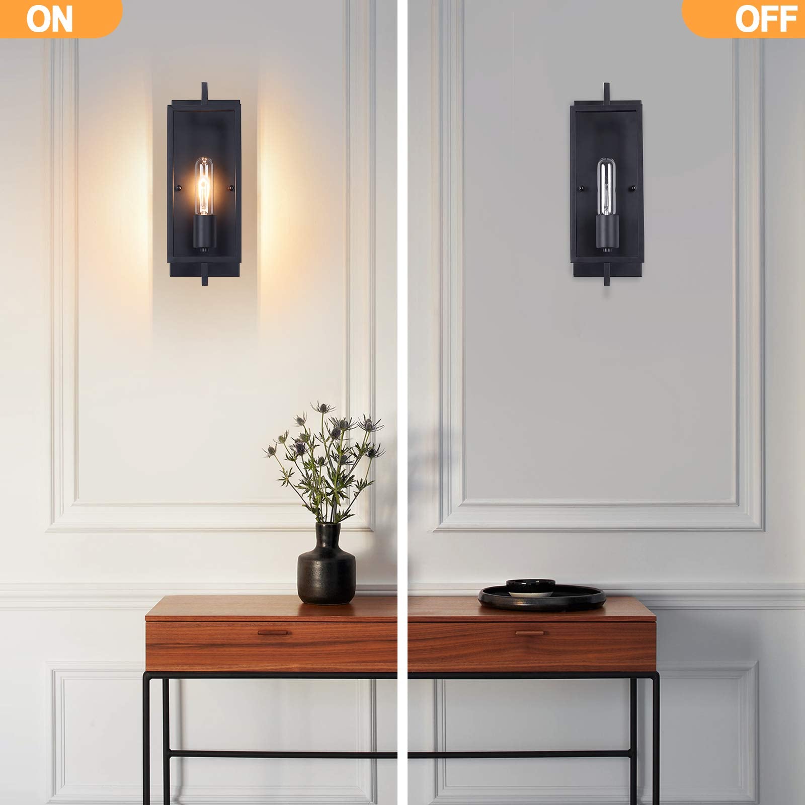Maylaywood Vintage Industrial Wall Sconces - Set Of 2 Matte Black Metal Hardwired Lamps