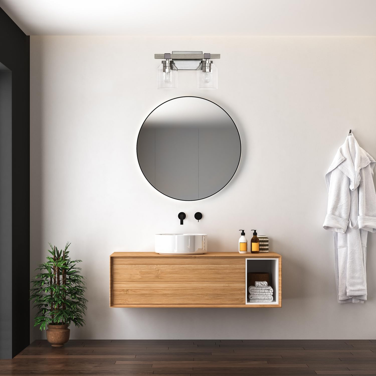 All The Rages Barnlit 2-Light Metal & Glass Vanity Fixture In Brushed Nickel