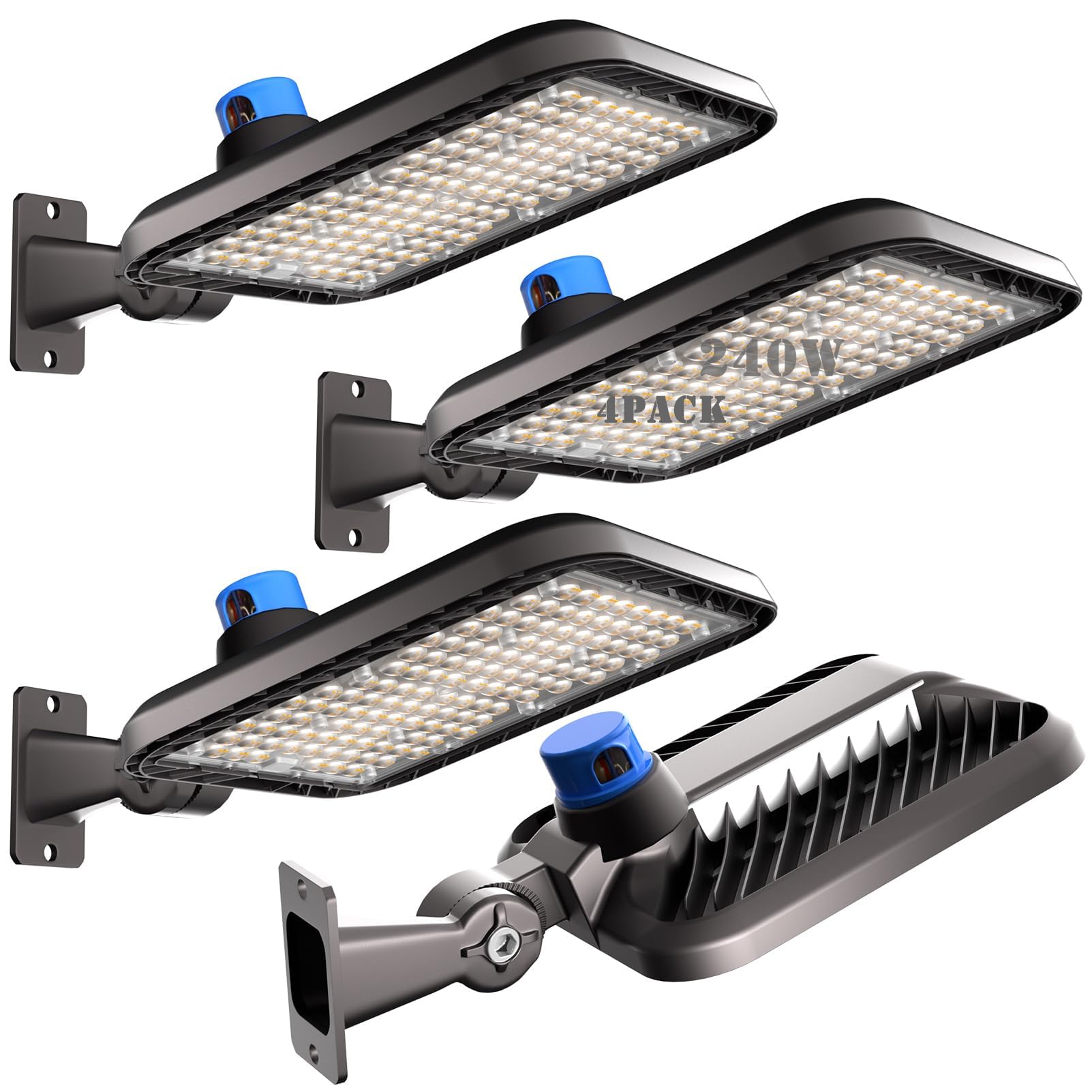 ACOHOOK 4Pack 240W LED Parking Lot Light 36000lm(150LM/W) Arm Mount LED Pole Light IP65 Waterproof 5000K ETL Listed Commercial A