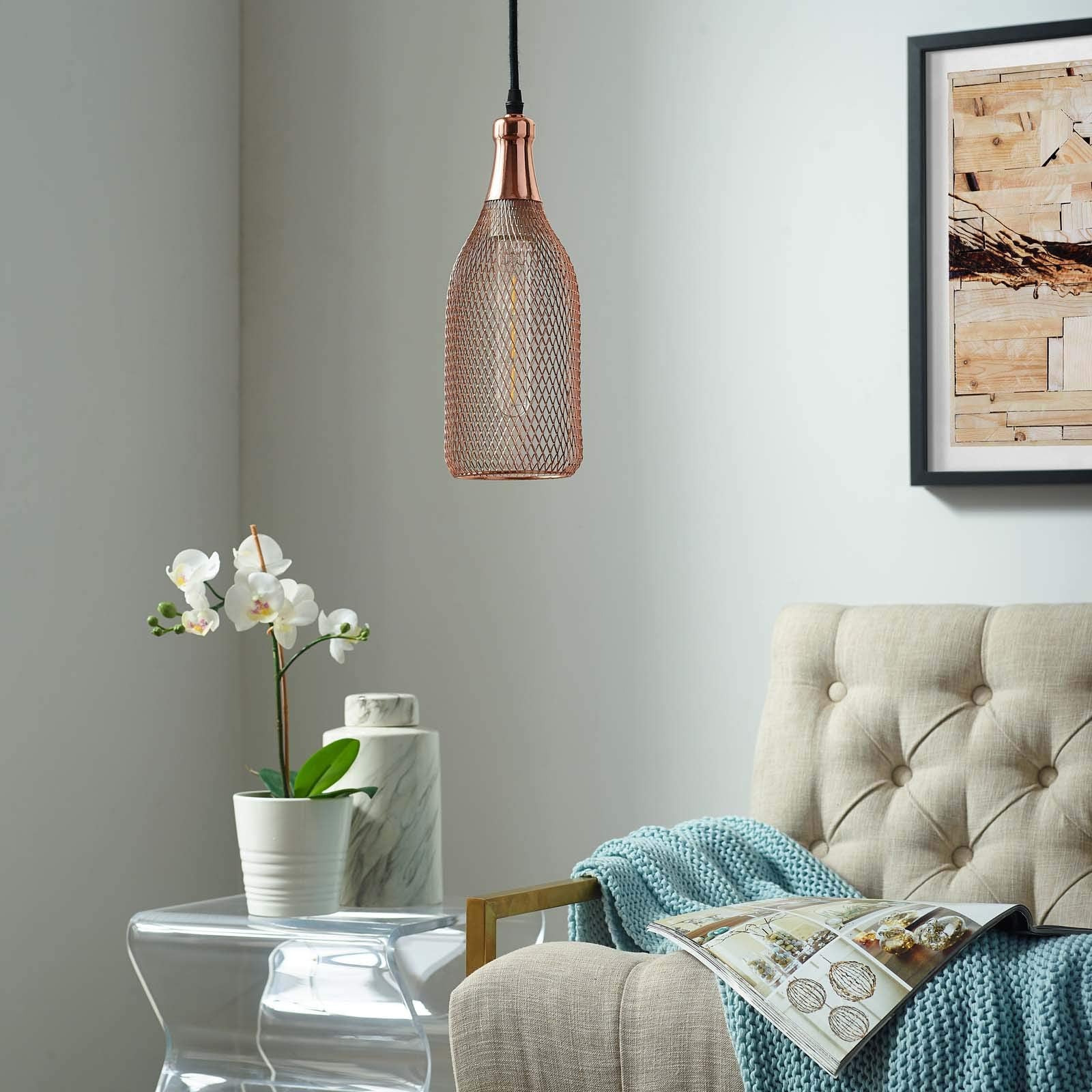 Modway Glimmer Contemporary Modern Bottle-Shaped 4.5 Hanging Ceiling Light Pendant in