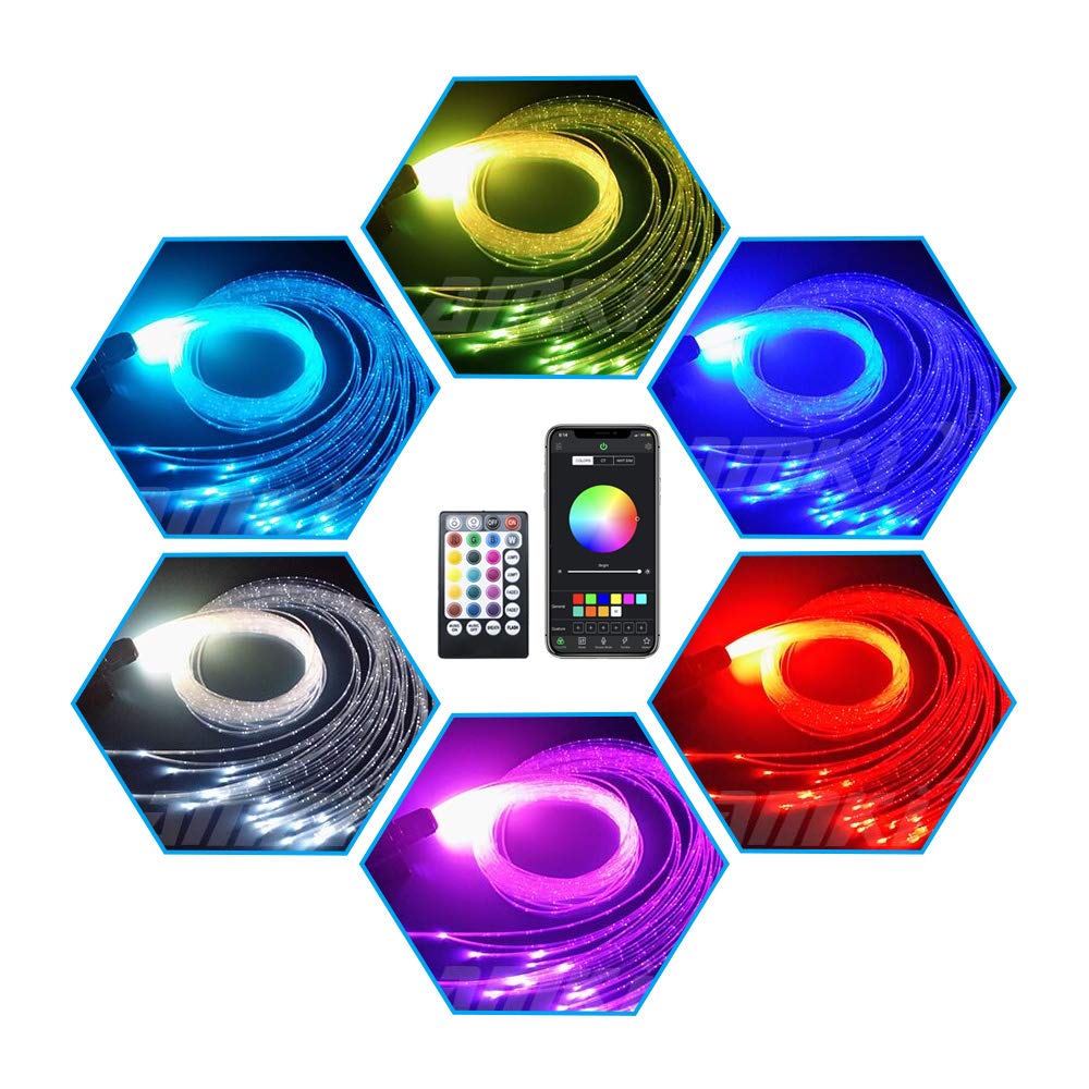 AMKI 16W RGBW Fiber Optic Curtain Light Kit, 300 Strands, 6.5ft, Multicolor, Smart App Control