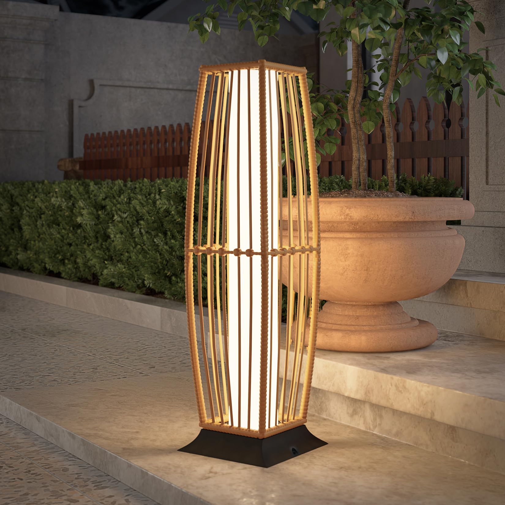 Grand patio Outdoor Floor Lamp Solar Powered Waterproof Wicker Large 1 PC Taurus Model 631.0372.000.001