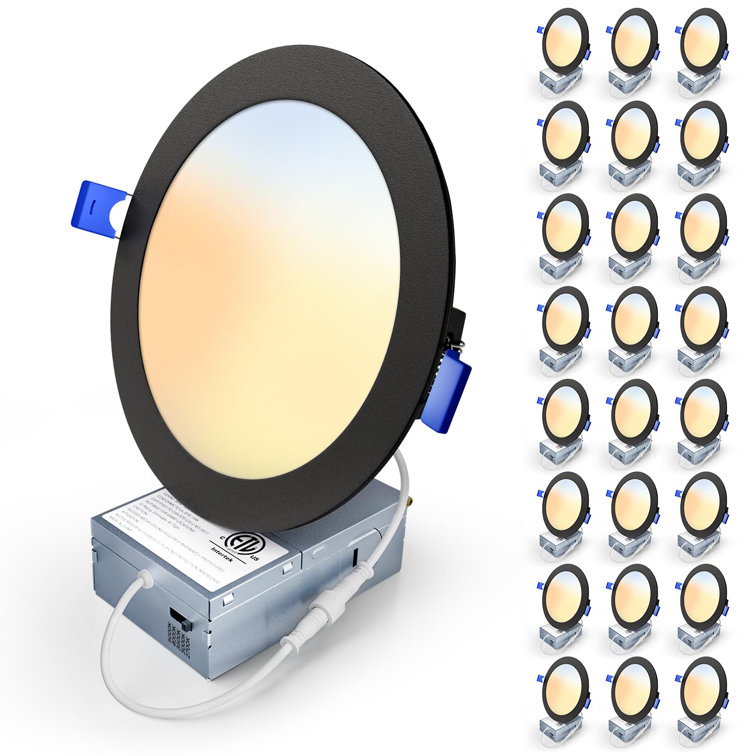 Veriligt 24 Pack 6 Inch 5CCT LED Recessed Light, Silm Canless Recessed Lighting, Dimmable, Damp Rated, 2700K-5000K, Wafer Ceilin