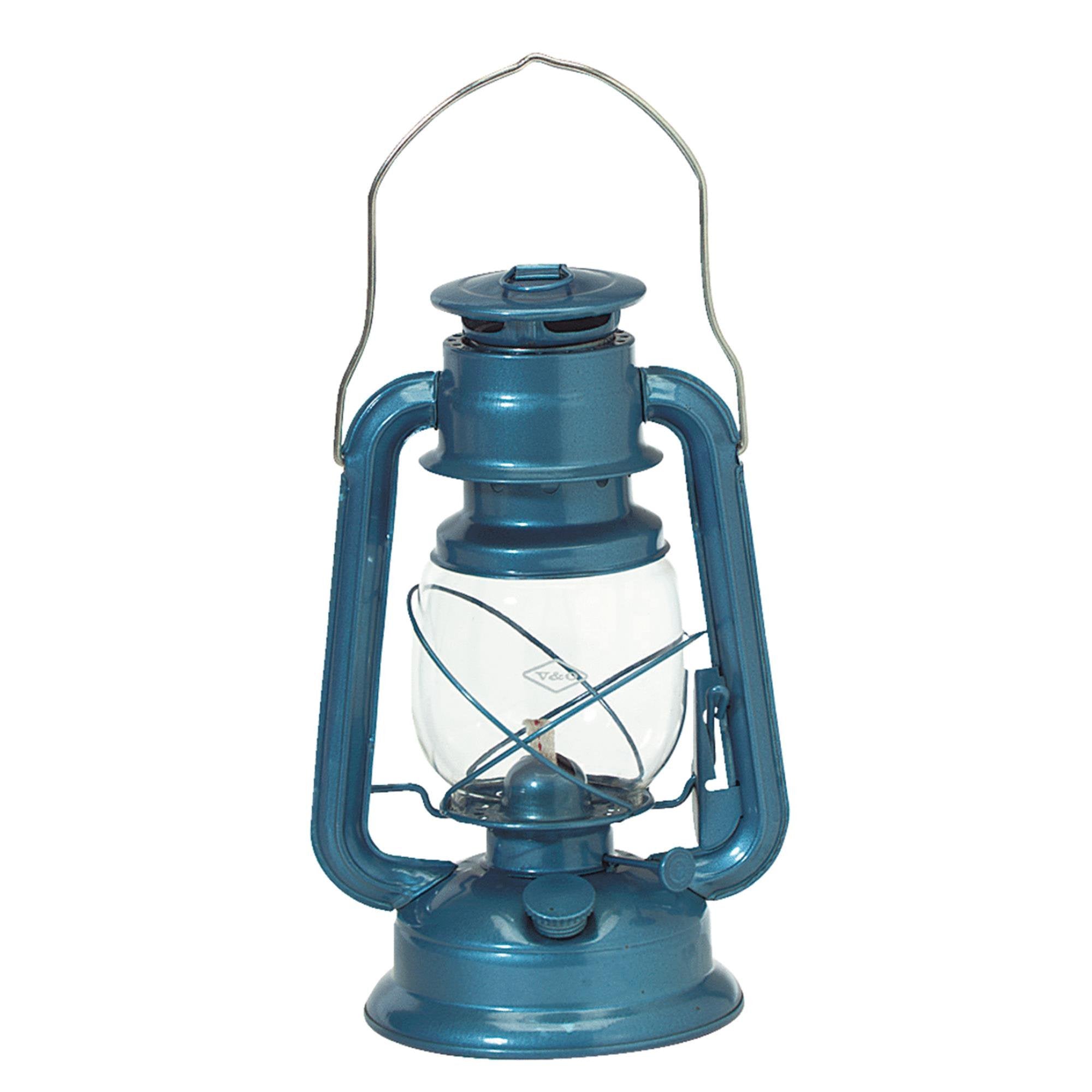 Vovo Camper Brass Trim Oil Lantern, Model 200-30060, Blue, Iron Material, No Size