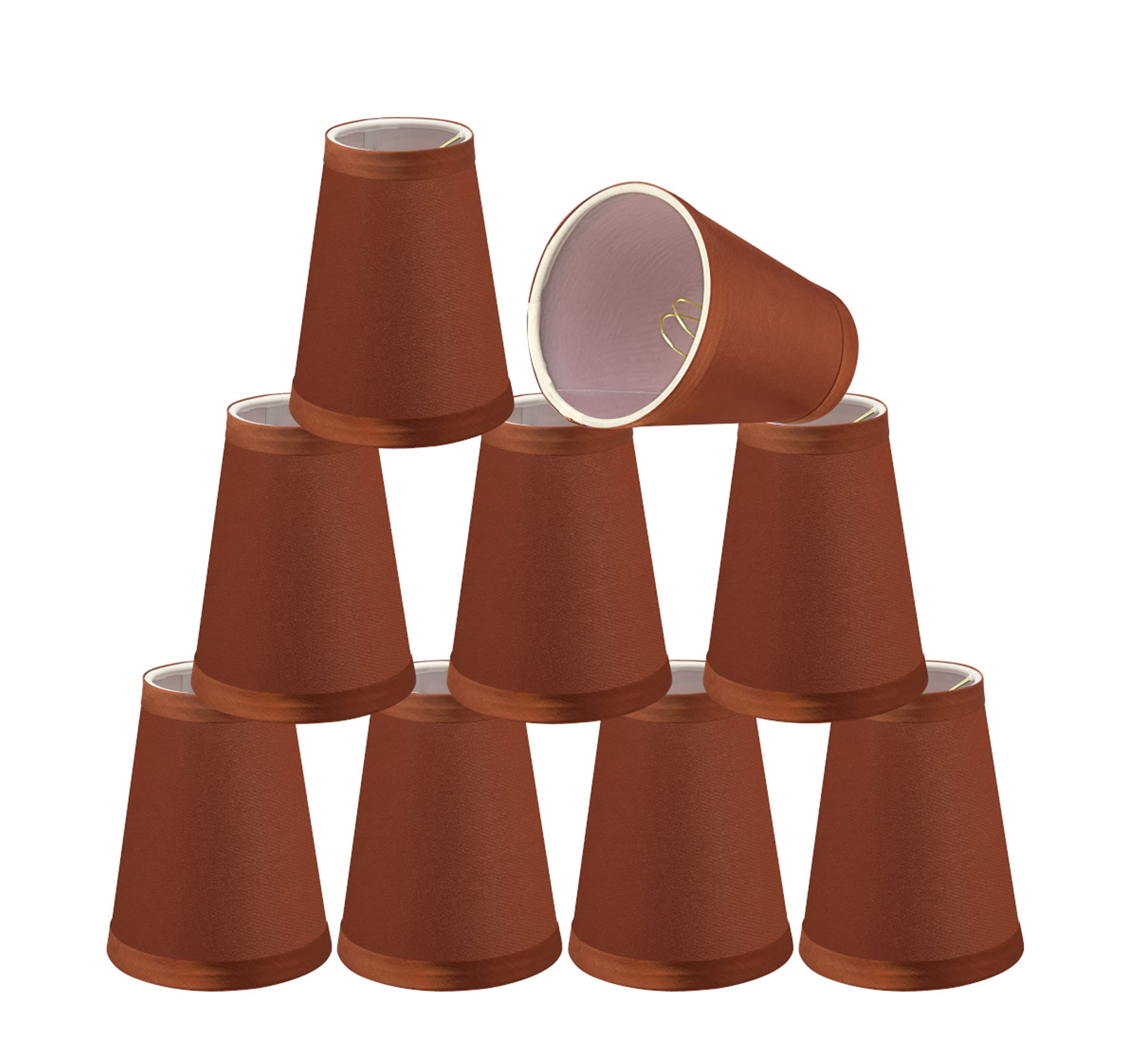 Aspen Creative 32659-9 Small Hardback Empire Shape Chandelier Set (9 Pack), Transitional Design in Redwood Clip ON LAMP Shade