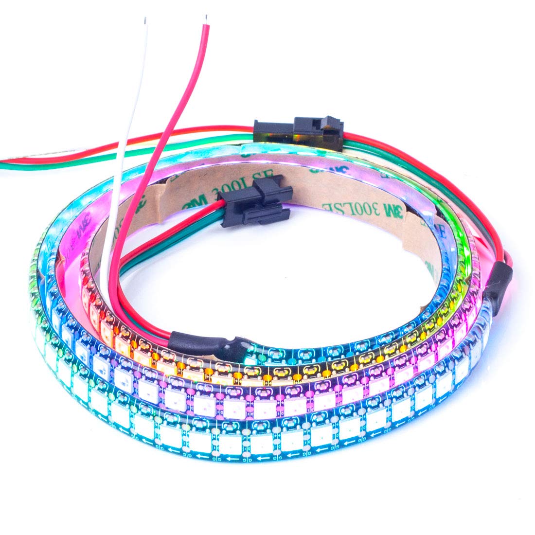 BTF-LIGHTING WS2812B RGB LED Strip, 3.2FT 144LED, IP65, Individually Addressable, Chasing Effects, Model HD-5V-WS
