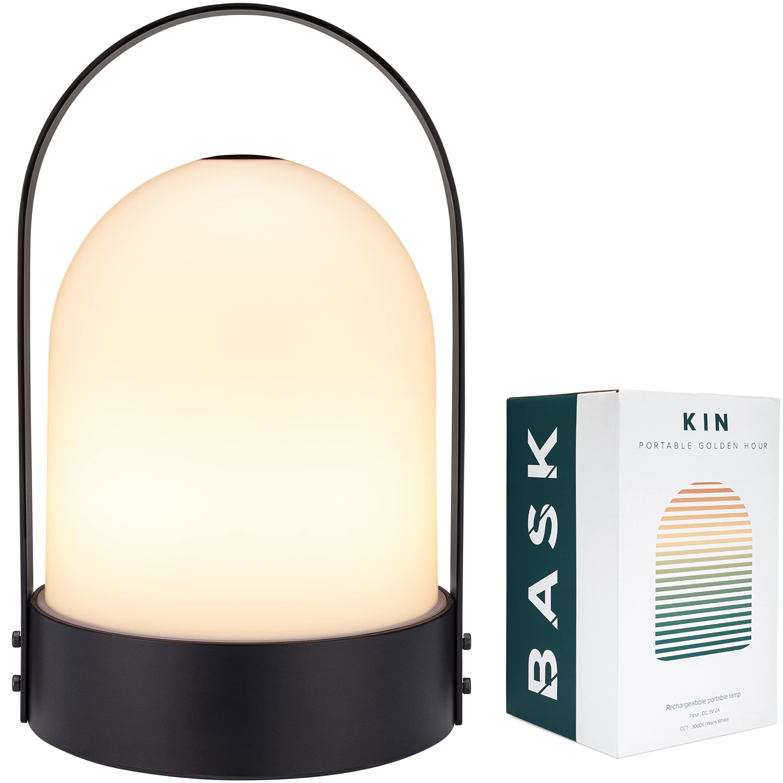 BASK KIN 3.0 Portable Cordless Lantern Table Lamp | USB Rechargeable | Powerful Long-Lasting 4000mAh Battery | Kids Bedroom | Ea