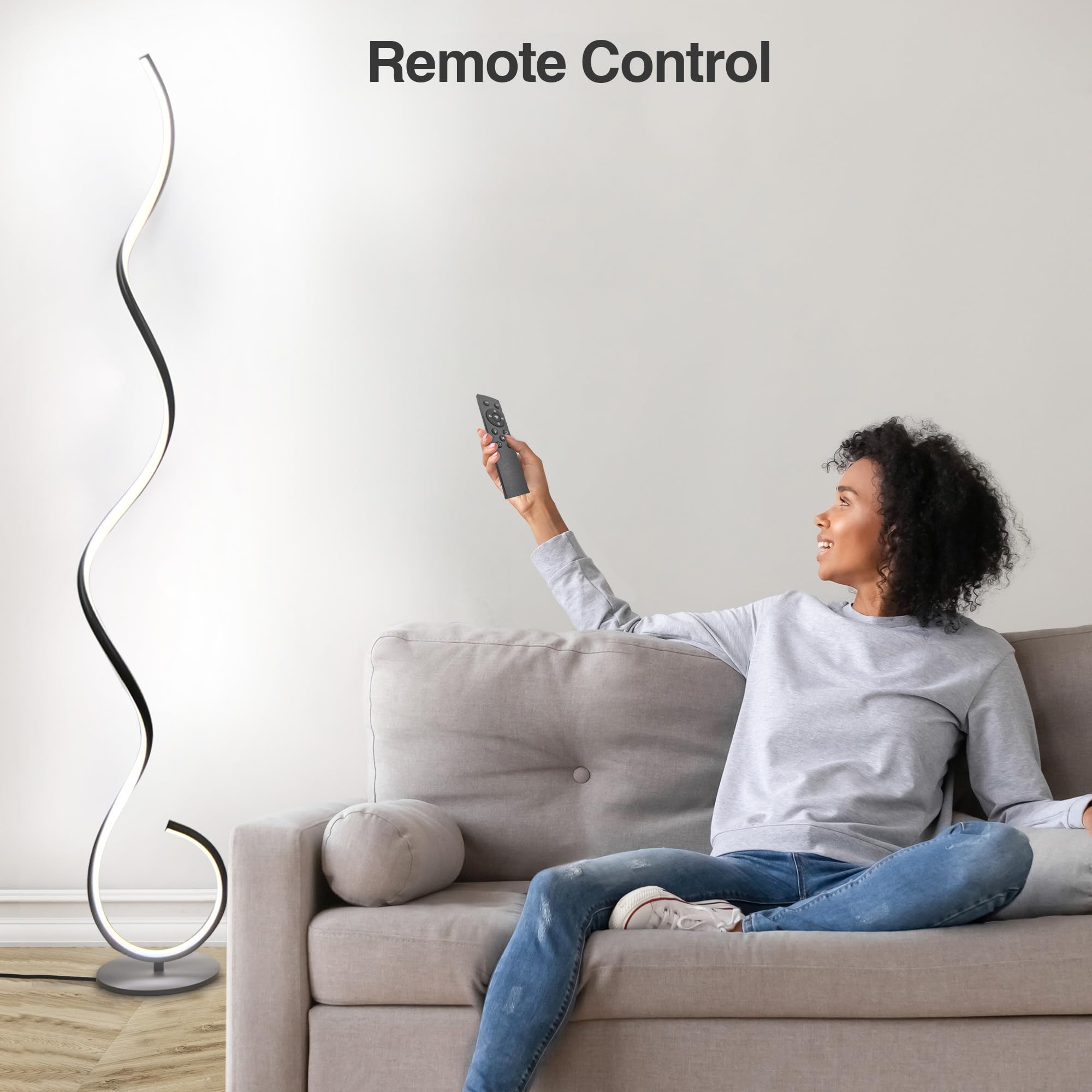 CHICLUX LED Floor Lamp, Dimmable 3 Color Temperatures, Metal, Model LX-87122, Spiral Design, Modern Light for Living Room and Office