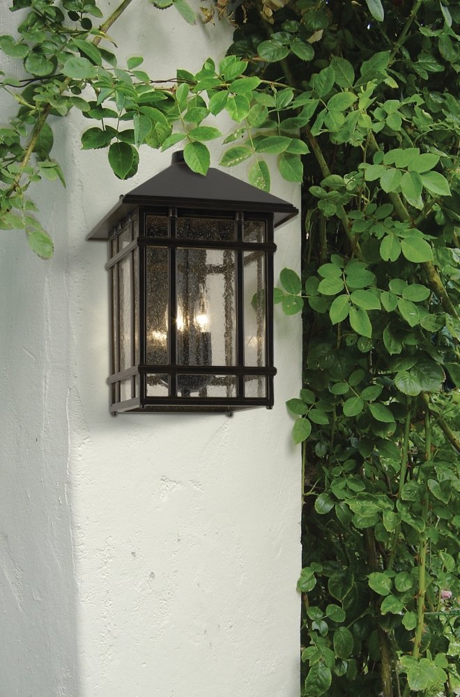 kathy ireland J du J Sierra Craftsman Outdoor Wall Light 15in Brown Glass