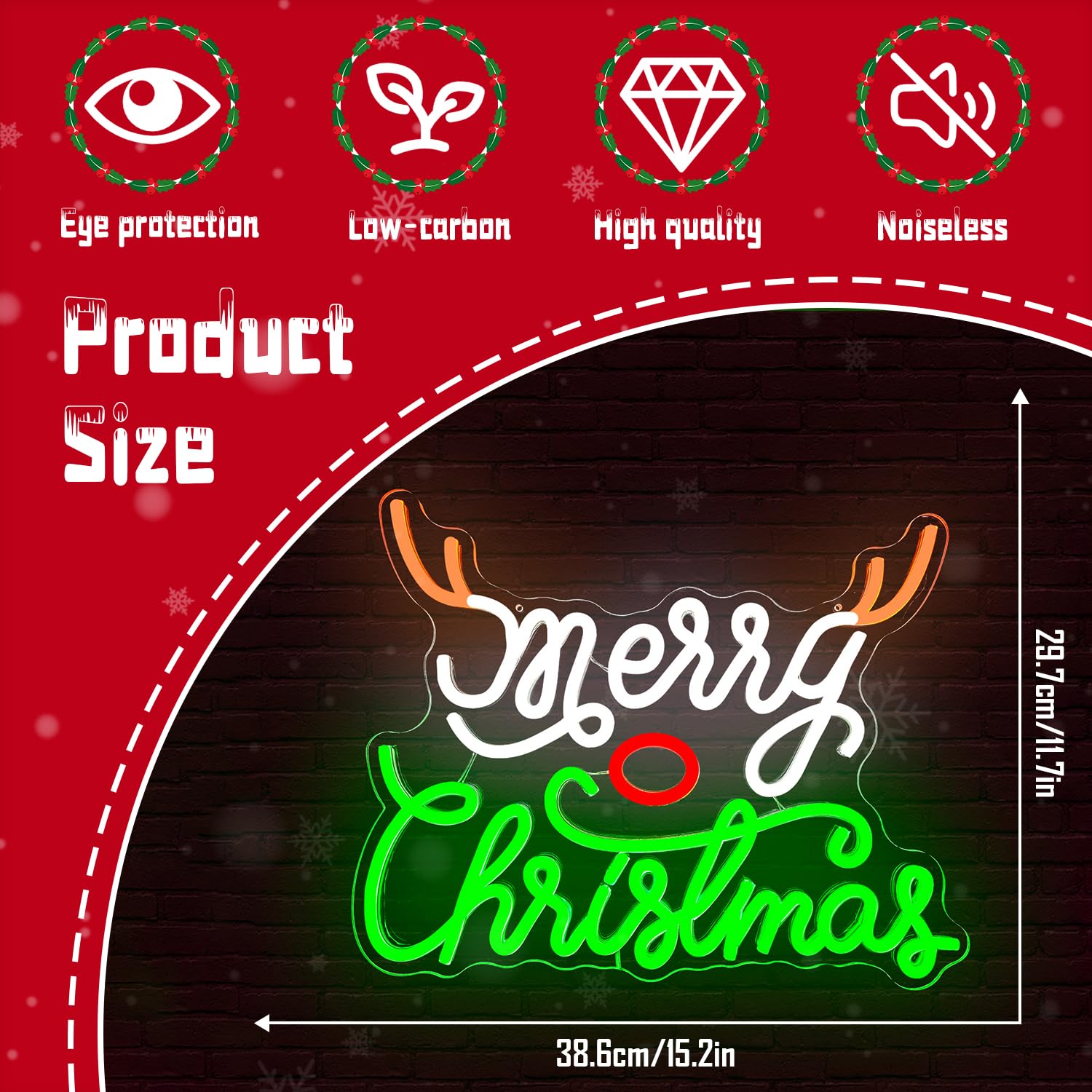 CinsYarn Neon Sign Dimmable LED Wall Mount 80 inches Acrylic Christmas Decoration Colorful