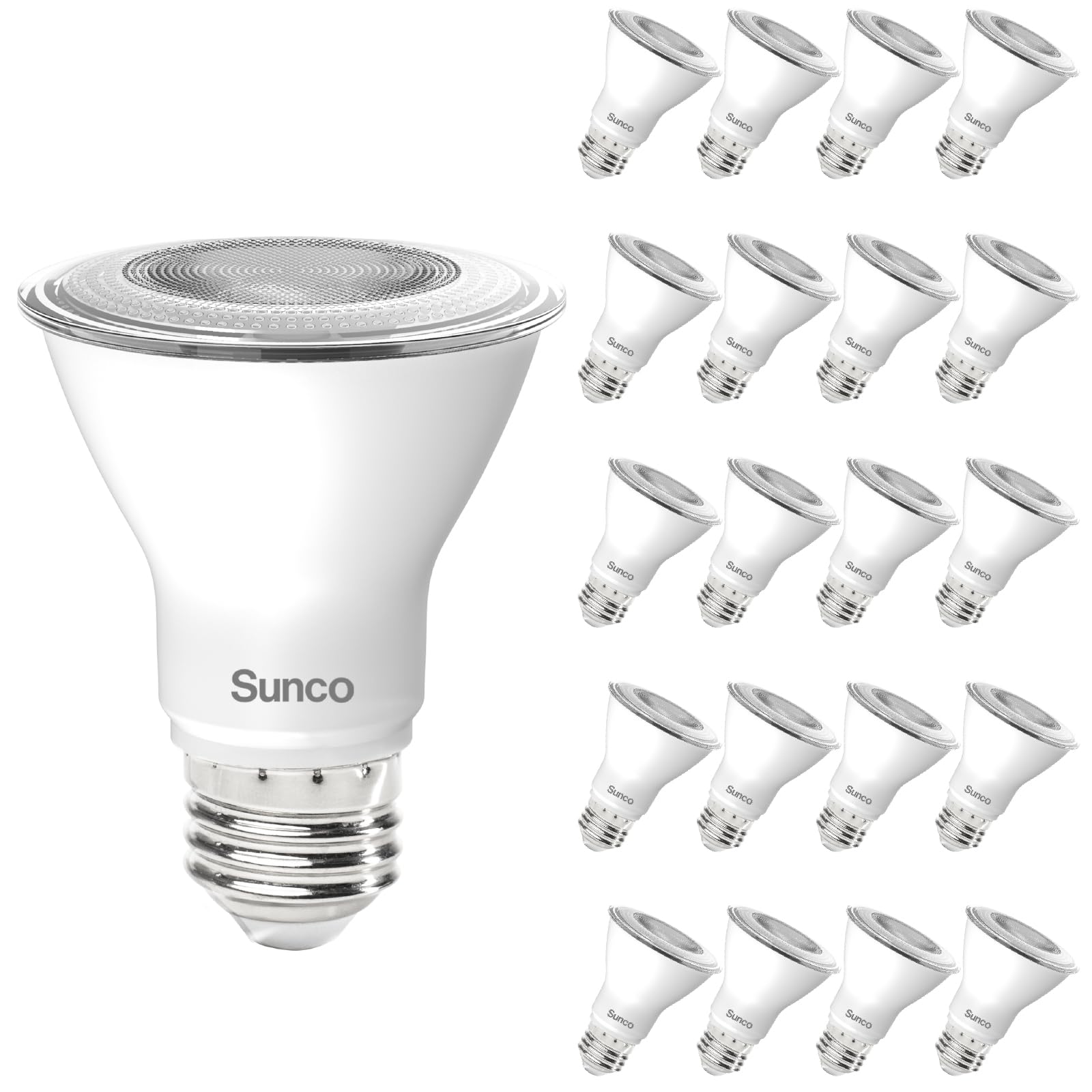 Sunco 20 Pack PAR20 LED Bulbs, Flood Light Bulb Outdoor, 500 LM, 7W (50W Equivalent), 5000K Daylight, E26 Medium Base, Dimmable,