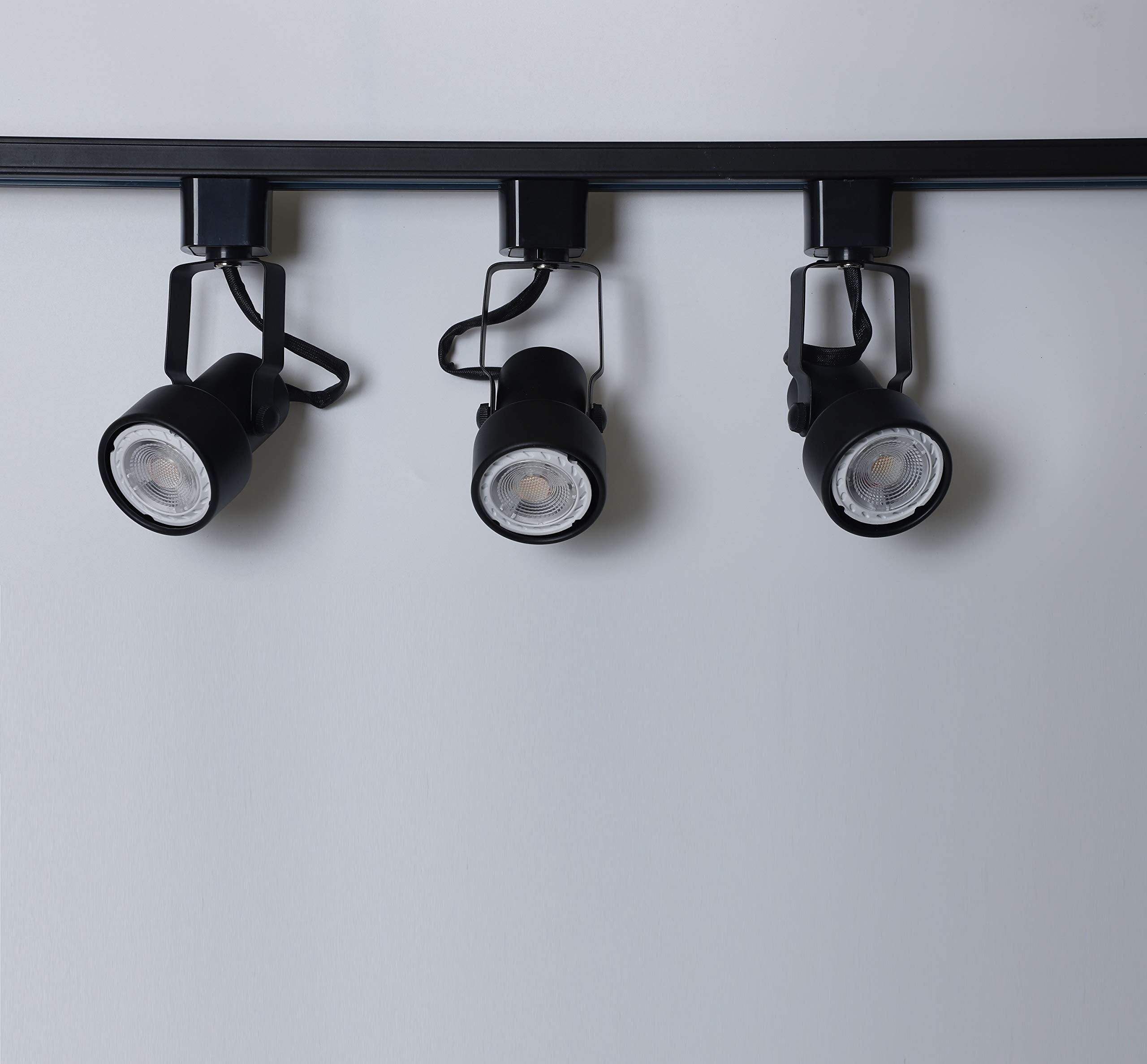 Kimyan 34" 3-Light Track Lighting Kit With H Type Track & Feed & End Cap For Kitchen,Retail,Living Room,3 Dimmable Warm White Led Bulbs Included, Hardwired,Black