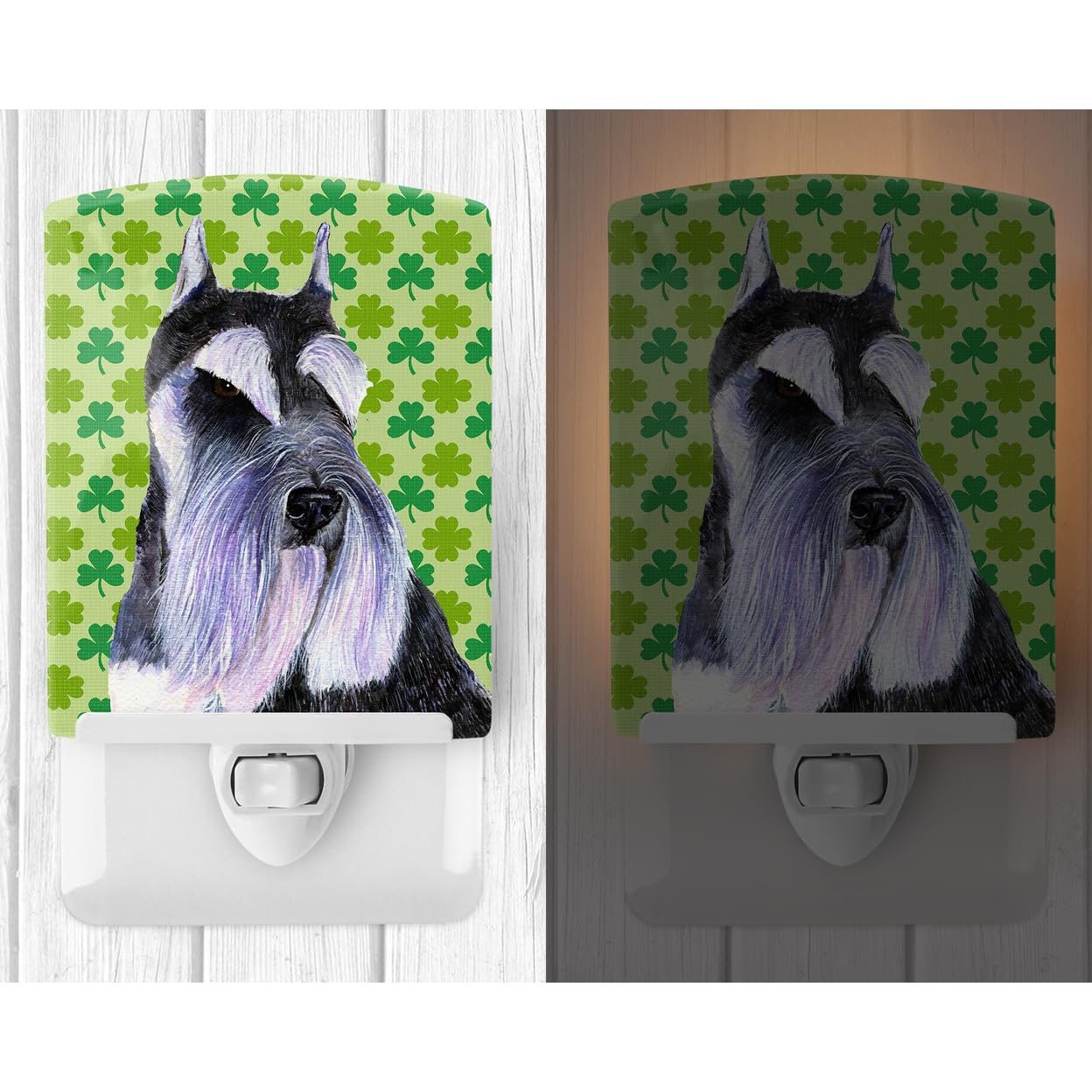 Carolines Treasures Ceramic Night Light, Schnauzer St. Patricks Day, 6x4x3in, Multicolor, Model SS4408CNL
