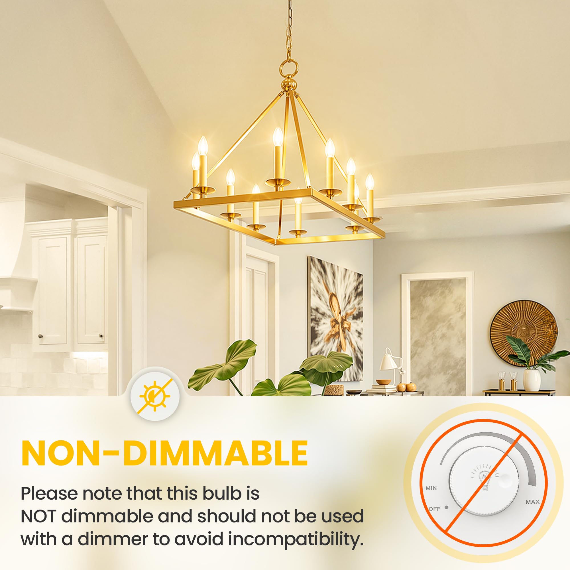 GGOYING LED Chandelier Light Bulbs, 4W B11 Filament, E12 Base, Soft White 3000K, Clear Glass, 5 Pack