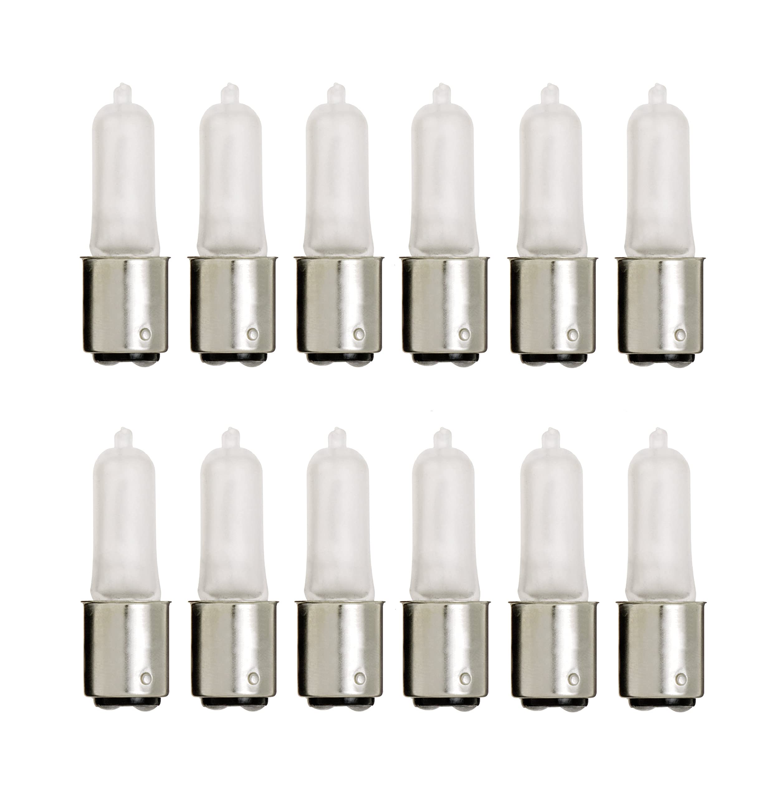 Satco T4 Halogen Light Bulb, 50 Watts, Frosted, BA15d Base, Model S1982/12, 12-Pack