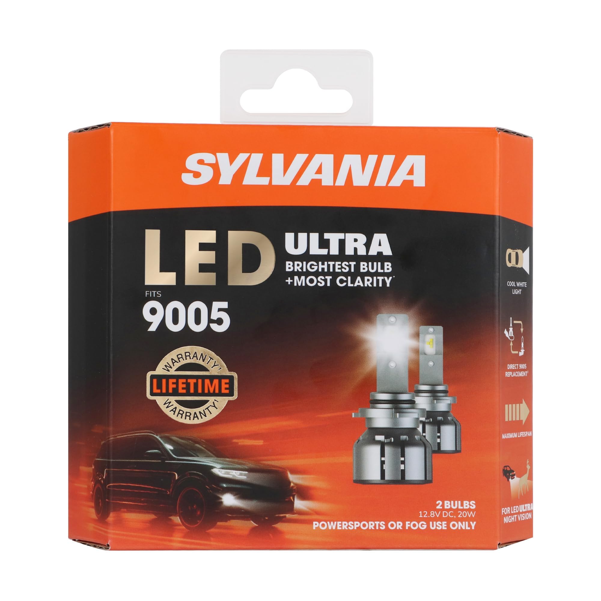 SYLVANIA 9005 LED Fog Lights - 6000K Cool White - Off-Road Headlight Bulbs - Maximum Lifespan - No Polarity - DIY Upgrade