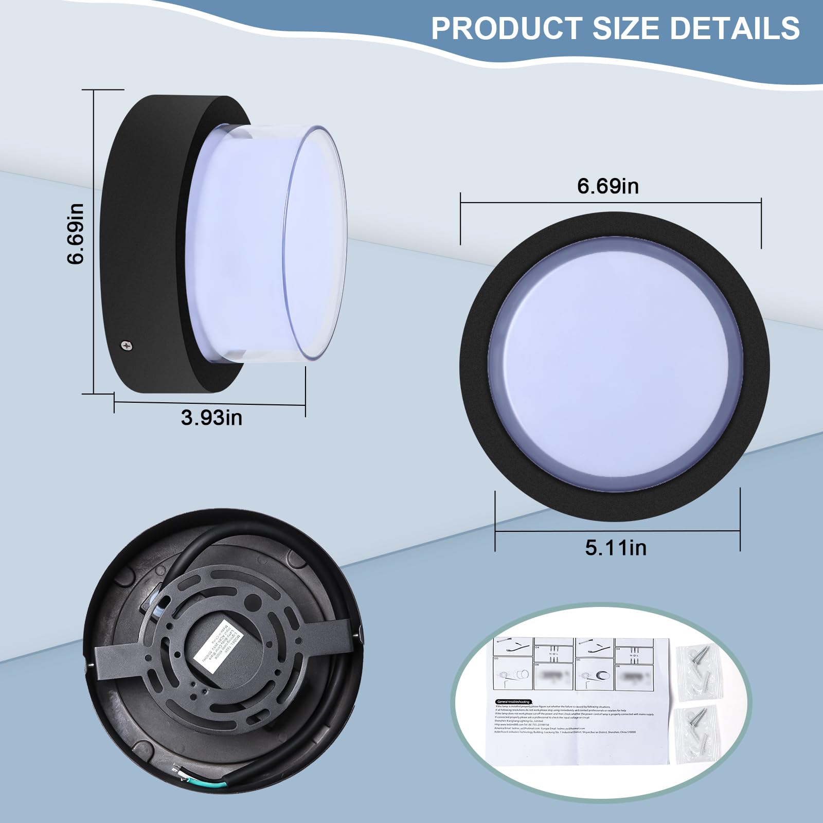 Biritalo Led Porch Lights Outdoor 12W 6500K Led Wall Lighting Double-Layer Cover Aluminum Exterior Light Fixture Wall Mount Ip65 Waterproof For Stairway Garage Patio Bedroom