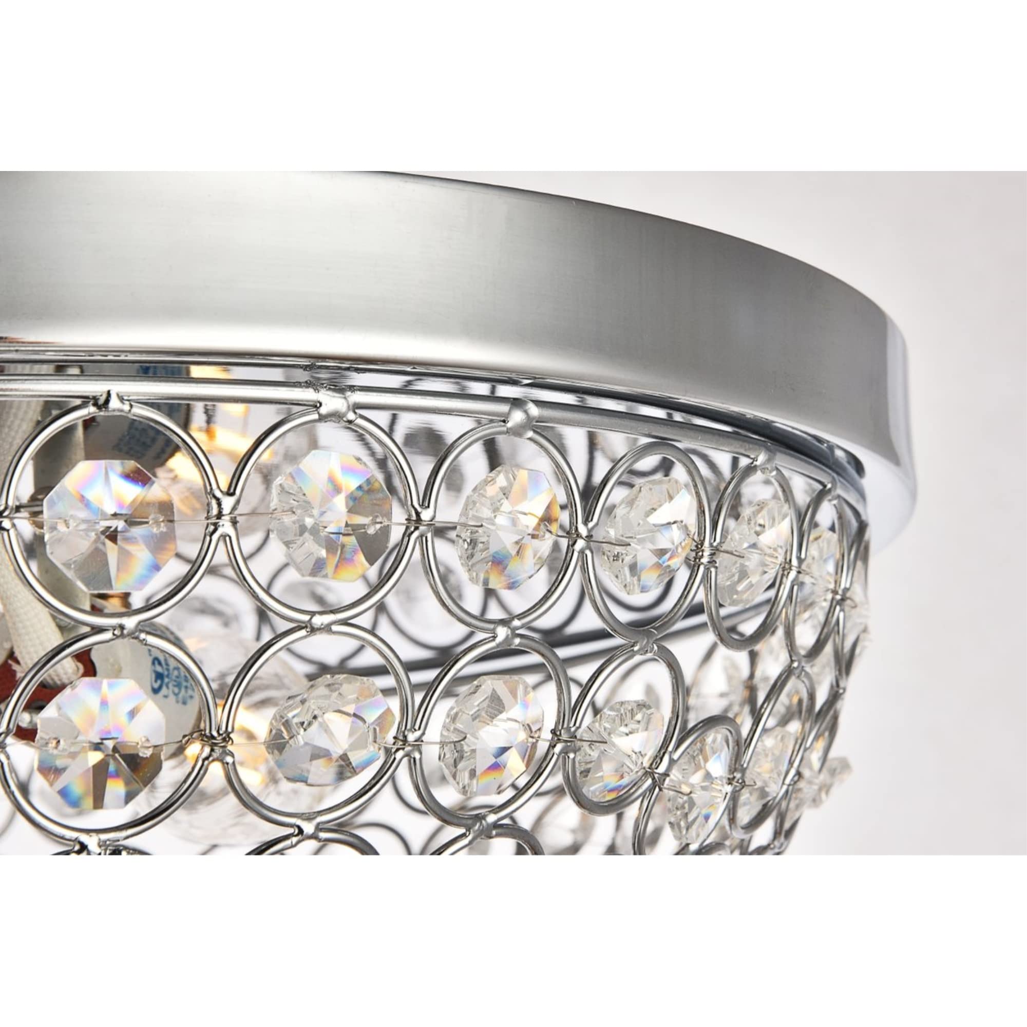 Elegant Lighting Living District Indoor Modern Home Decor Bright Taye Collection Flushmount D13.5 H6.3 Lt:3 Chrome Finish