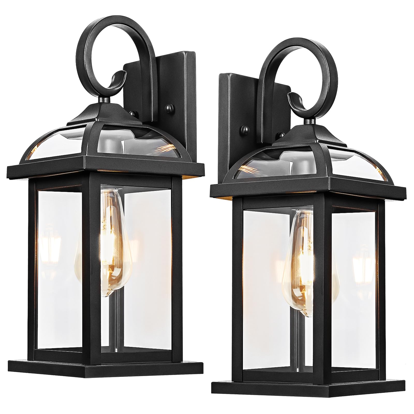 Roravilila Matte Black Outdoor Wall Lights 2-Pack, Ip65 Waterproof Aluminum Sconces