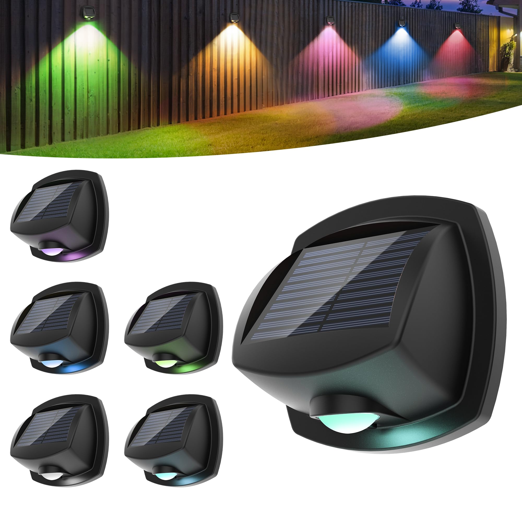 SOLPEX Solar Lights Outdoor, Waterproof IP65, RGB Multicolor LED, 11 Modes, 6 Pack, Ideal for Garden, Deck, Porch, and Fence Decor