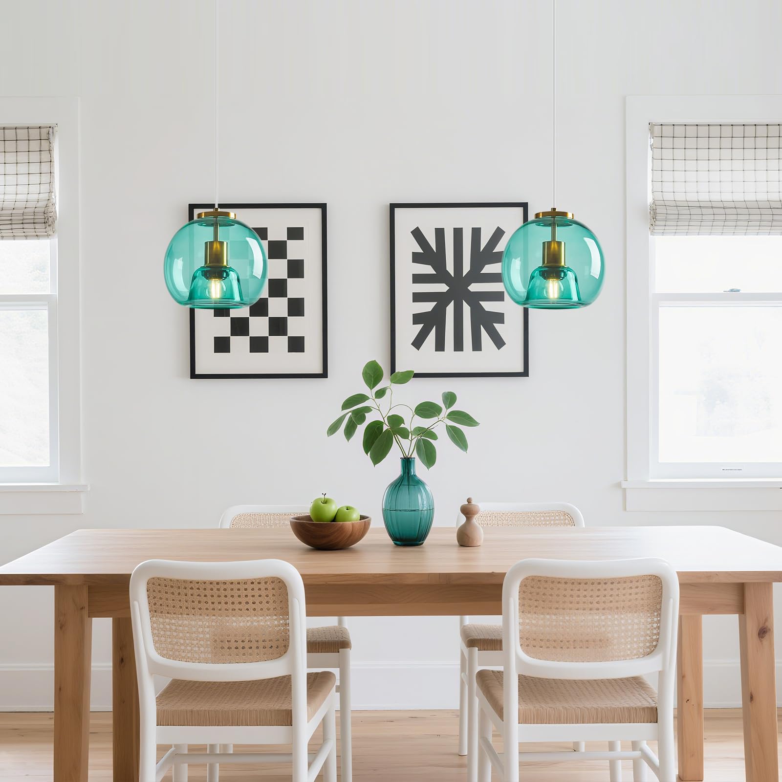 Lbsqj Light Blue Glass Pendant Lights Kitchen Island Gold Hanging Light Fixture Glass Globe Pendant Light Modern Pendant Lighting For Kitchen Island Bedroom Dining Room (7.87  1 Pack)