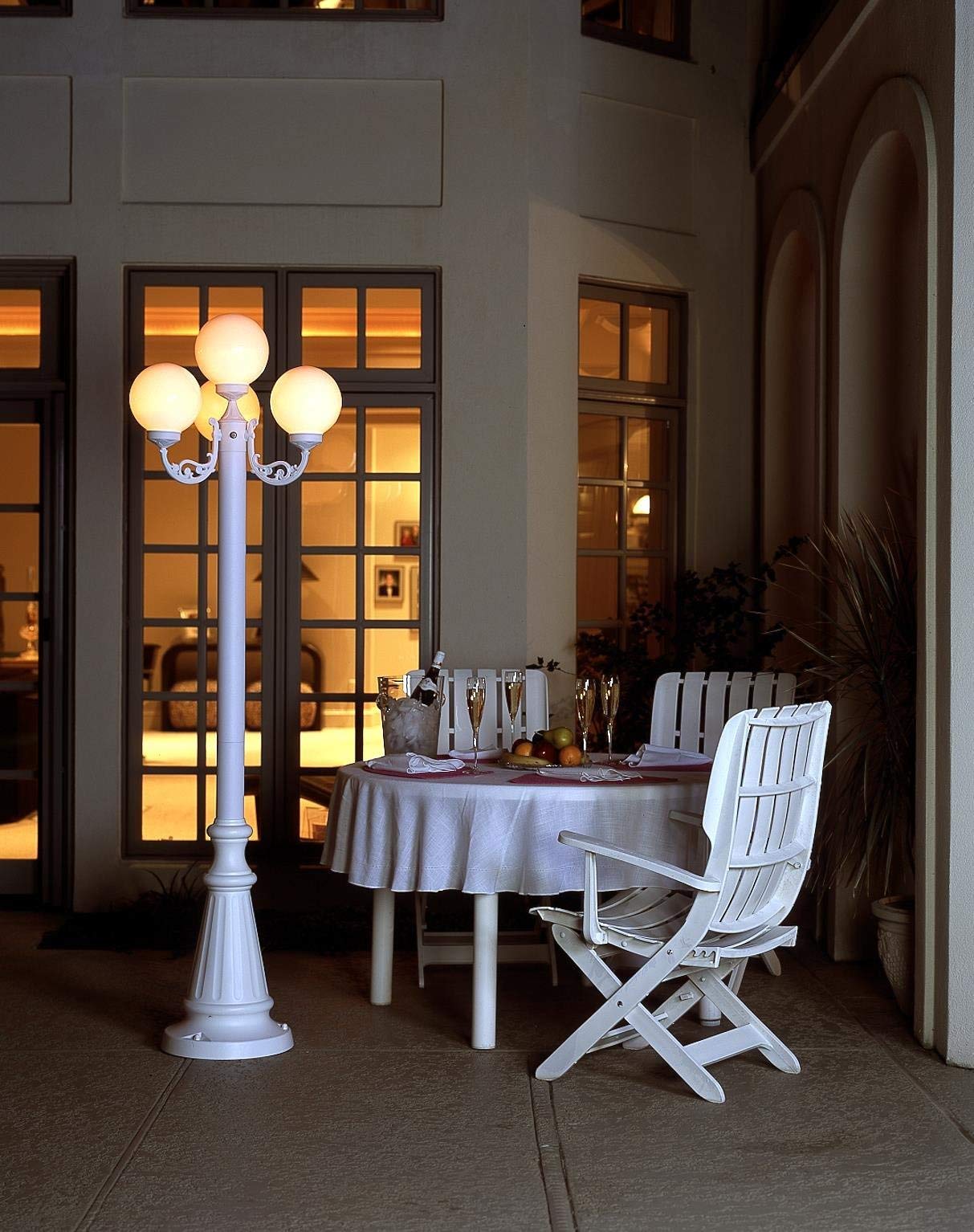 Patio Living Concepts Four Globe Outdoor Lantern, 80" H, Weather Resistant Aluminum, White, Model 00371-PLC