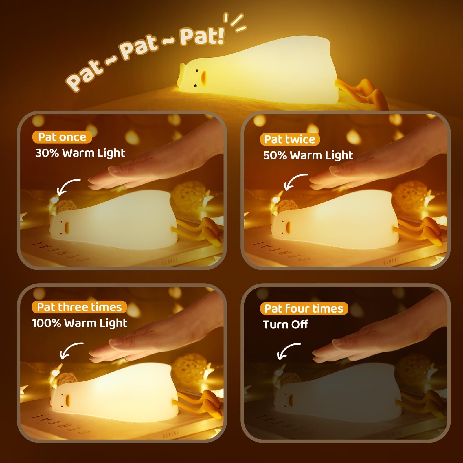 MAGOHMT Existential Crisis Duck Lamp - 3-Level Dimmable Rechargeable Night Light for Kids Breastfeeding & Nursery | Silicone, To