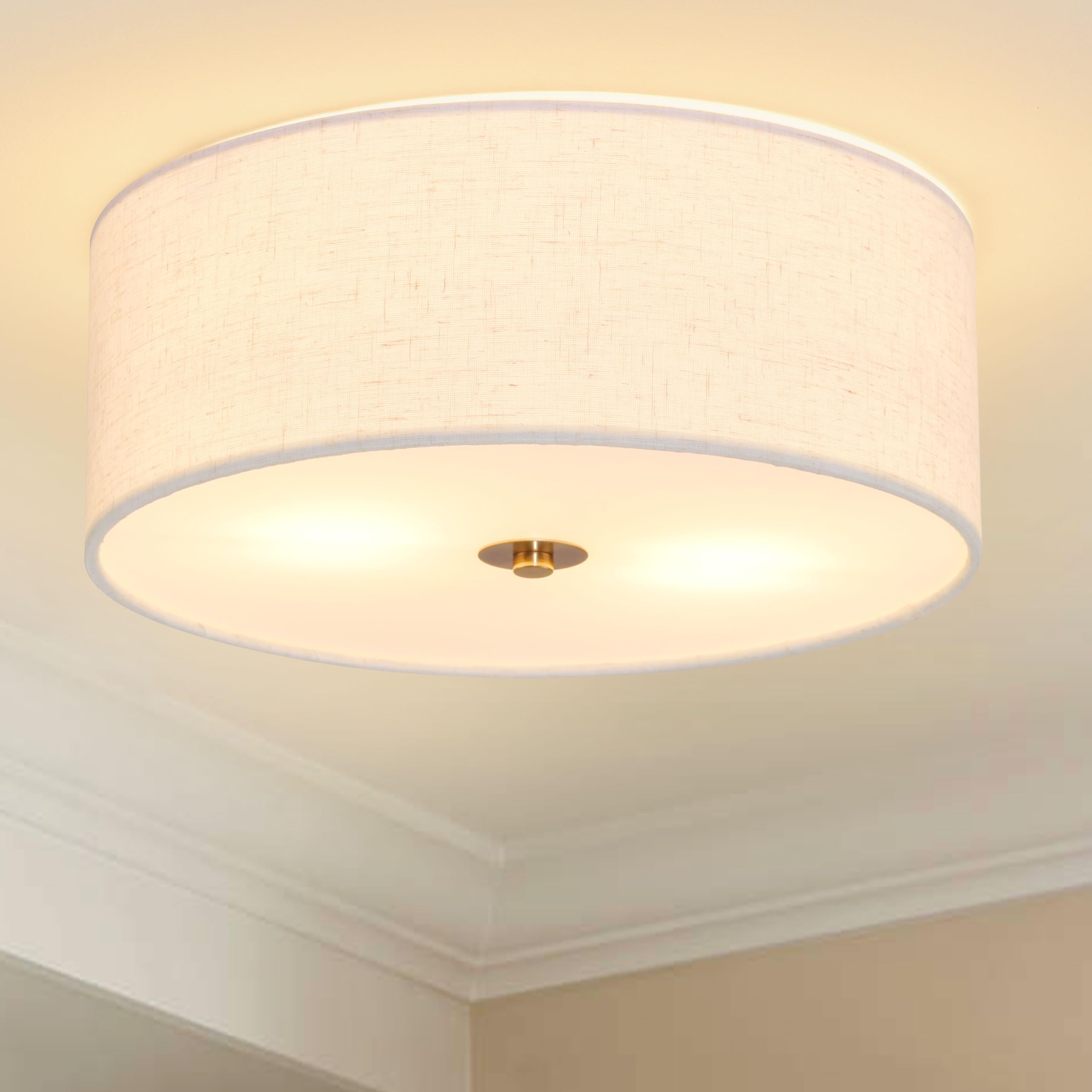 Bagood 12.6 Inch Flush Mount Ceiling Light Gold Ceiling Light Fixture 2-Light Drum Modern Lights Fixture Close To Lights Fixture