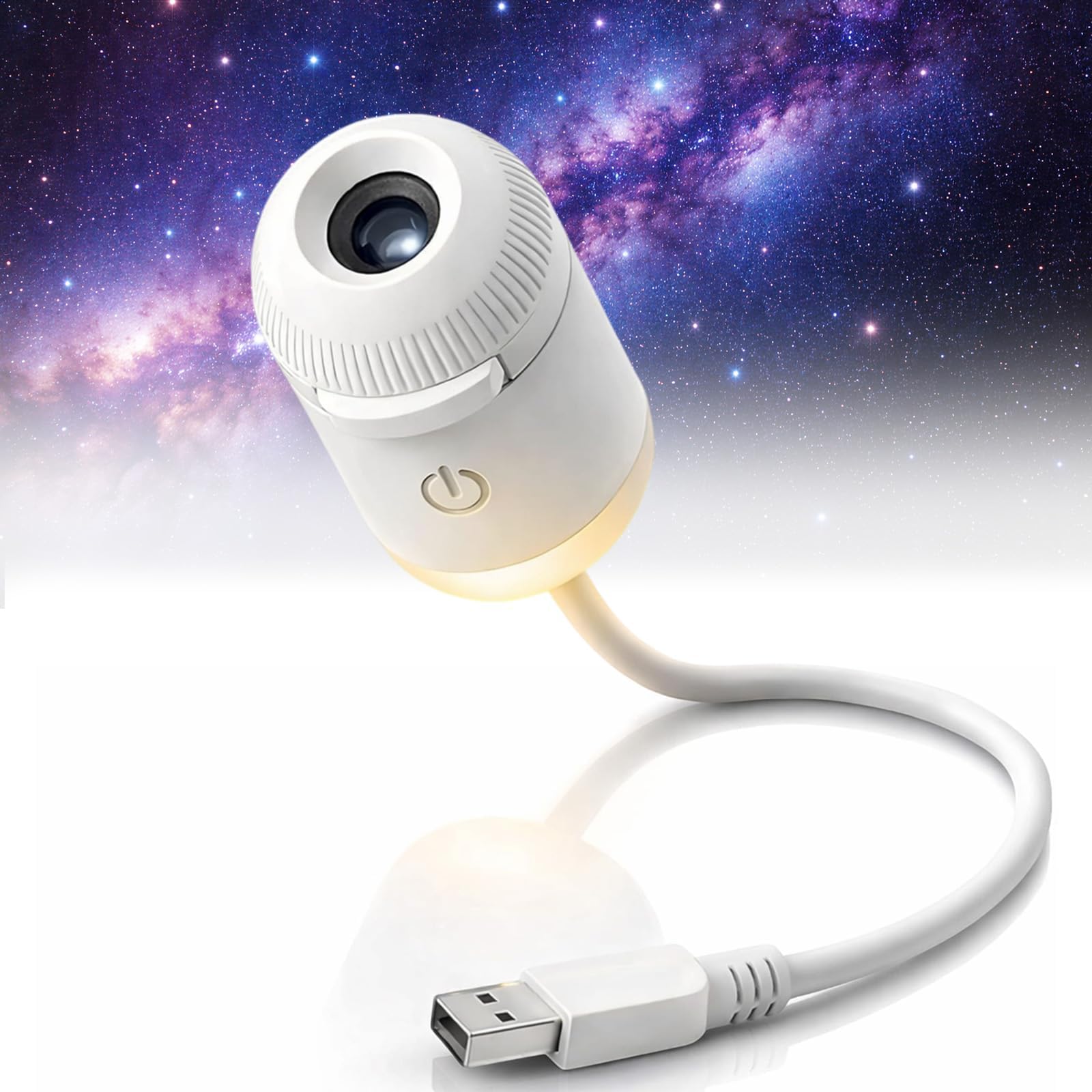 USB Galaxy Star Projector Night Light, 2-in-1 Starry Sky Projector with 24 Films, Adjustable Brightness, 360 Rotation, Star Ceil