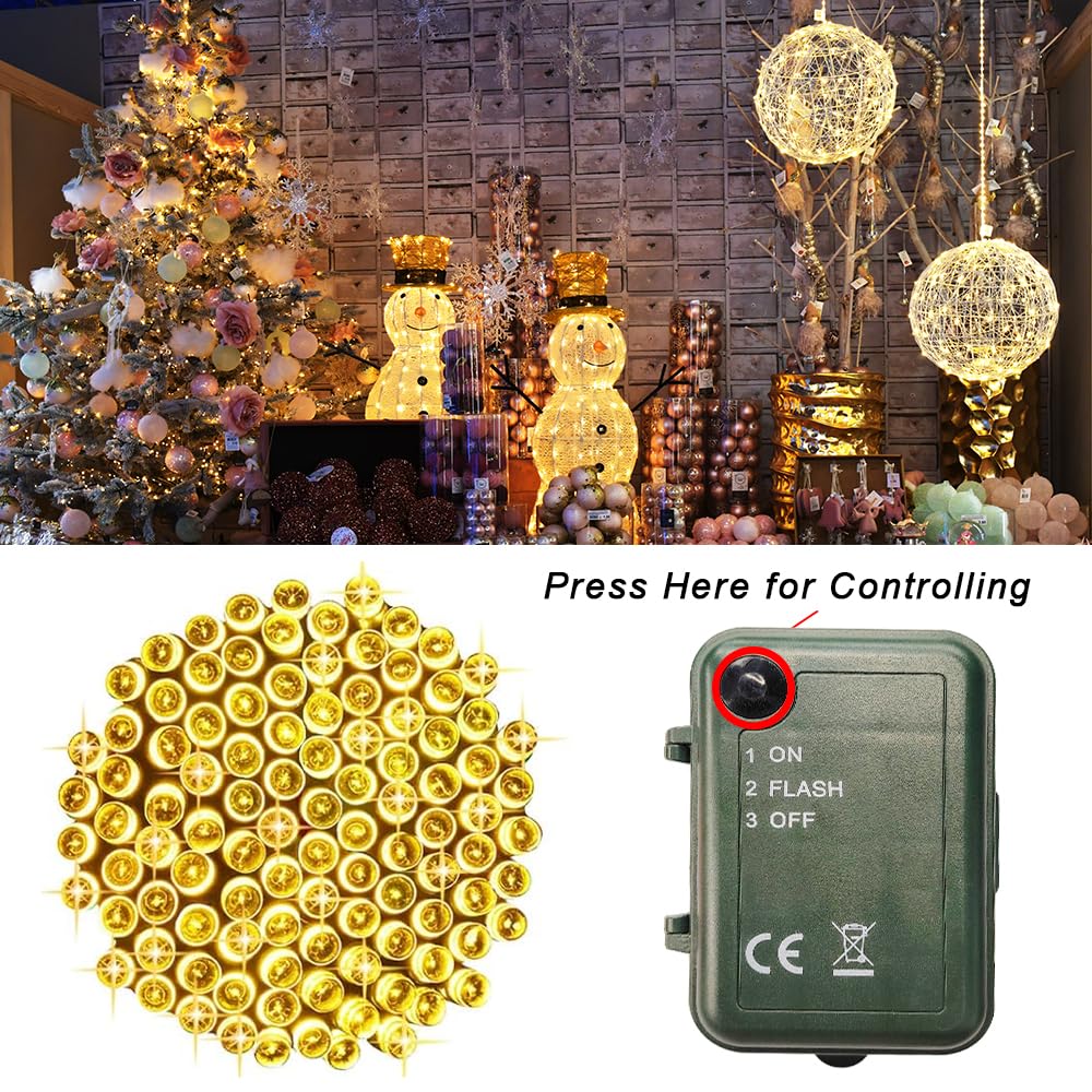 Warm White Battery Powered String Lights  4 Pack Total 66.6 Ft 200 Led Christmas String Lights For Indoor Outdoor Decoration  Twinkle Fairy Light For Classroom Dorm Bedroom Xmas Tree Party Decoration