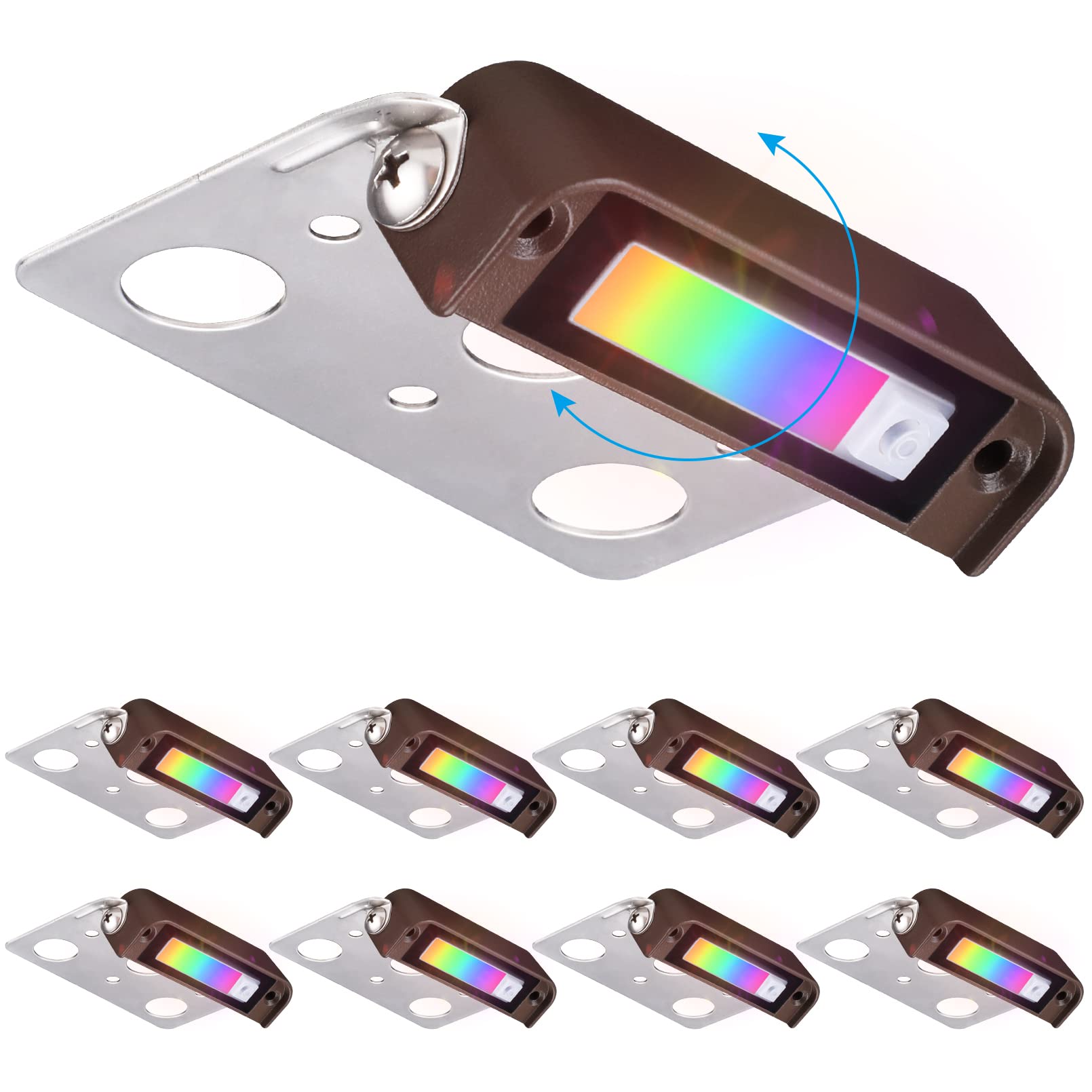 LEONLITE 8-Pack RGB LED Hardscape Lighting, 4 Inch, Aluminum, Low Voltage 12V-24V, Model A-62123, Color Changing Outdoor Lights