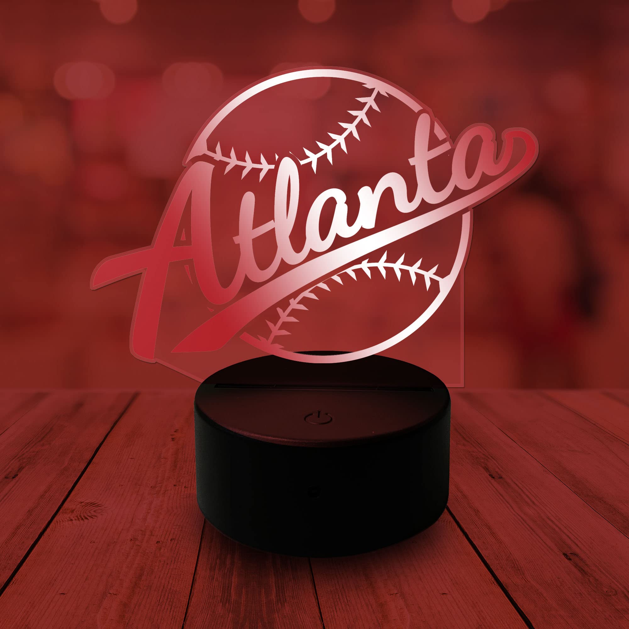 Clorurbanlive 3D Baseball Atlanta Night Light 3D Illusion Lamp For Boys Gift 16 Changing Color Remote Control Kids Room Ball Decor Lighting (Atlanta Multicoloured)