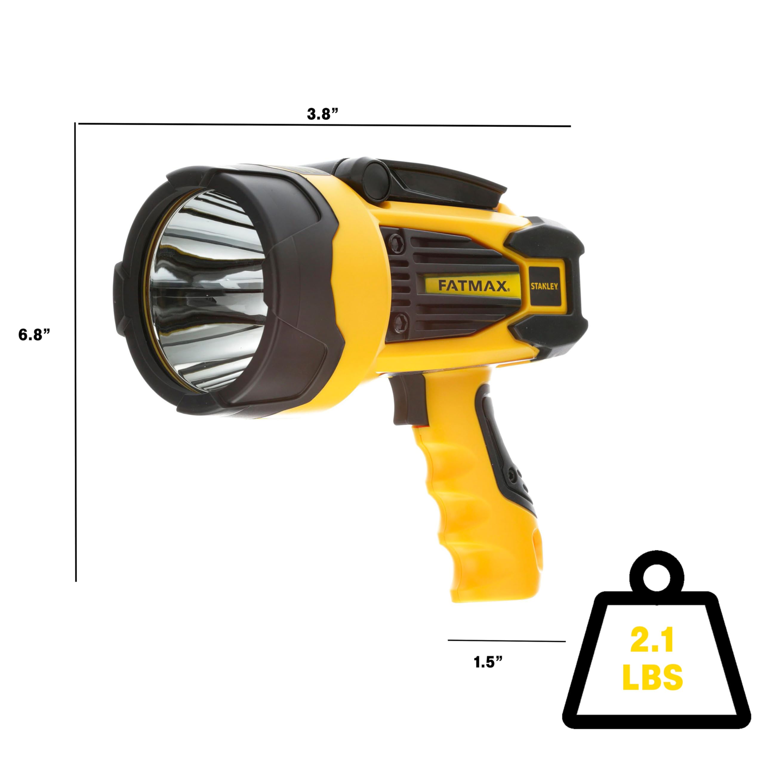 STANLEY FATMAX SL10LEDS Rechargeable 2200 Lumen LED Spotlight Flashlight, Yellow, Plastic, with USB Power Charger