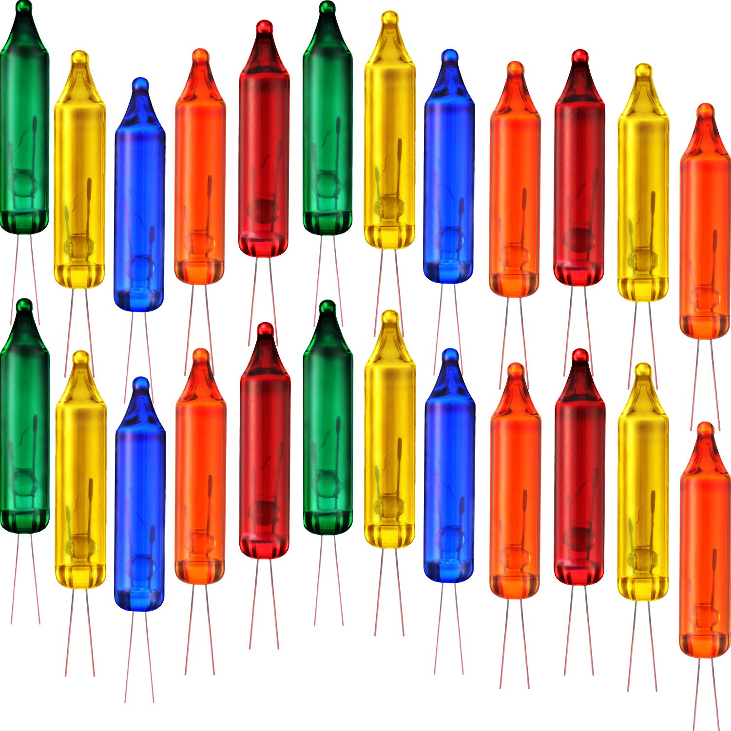 100 Count 2.5V Christmas 50/100/150/200 Count Mini Incandescent Wire String Lights Replacement Bulbs Indoor Outdoor Christmas Lights Decorations for Home Xmas Tree (Red, Yellow, Blue, Green, Orange)