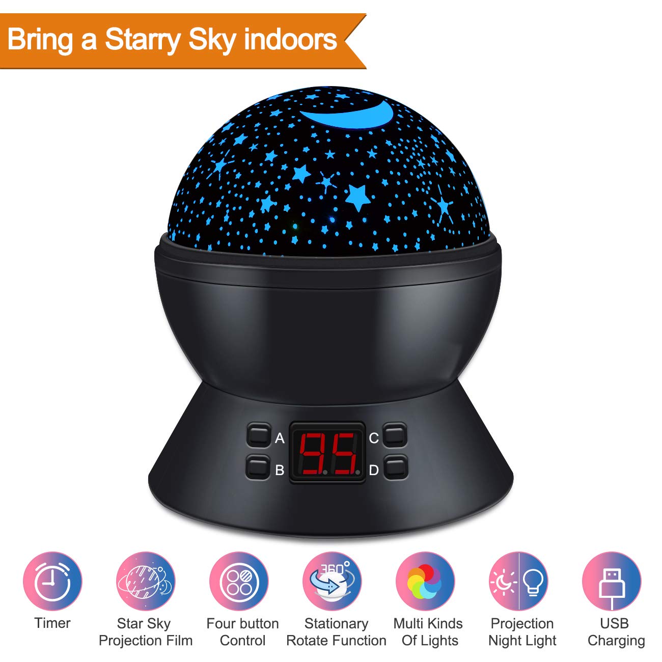 Anteqi Star Projector Night Light For Kids Bedroom Ceiling Baby Starry Sky Night Lamp With Timer And Rotating Birthday Gifts For