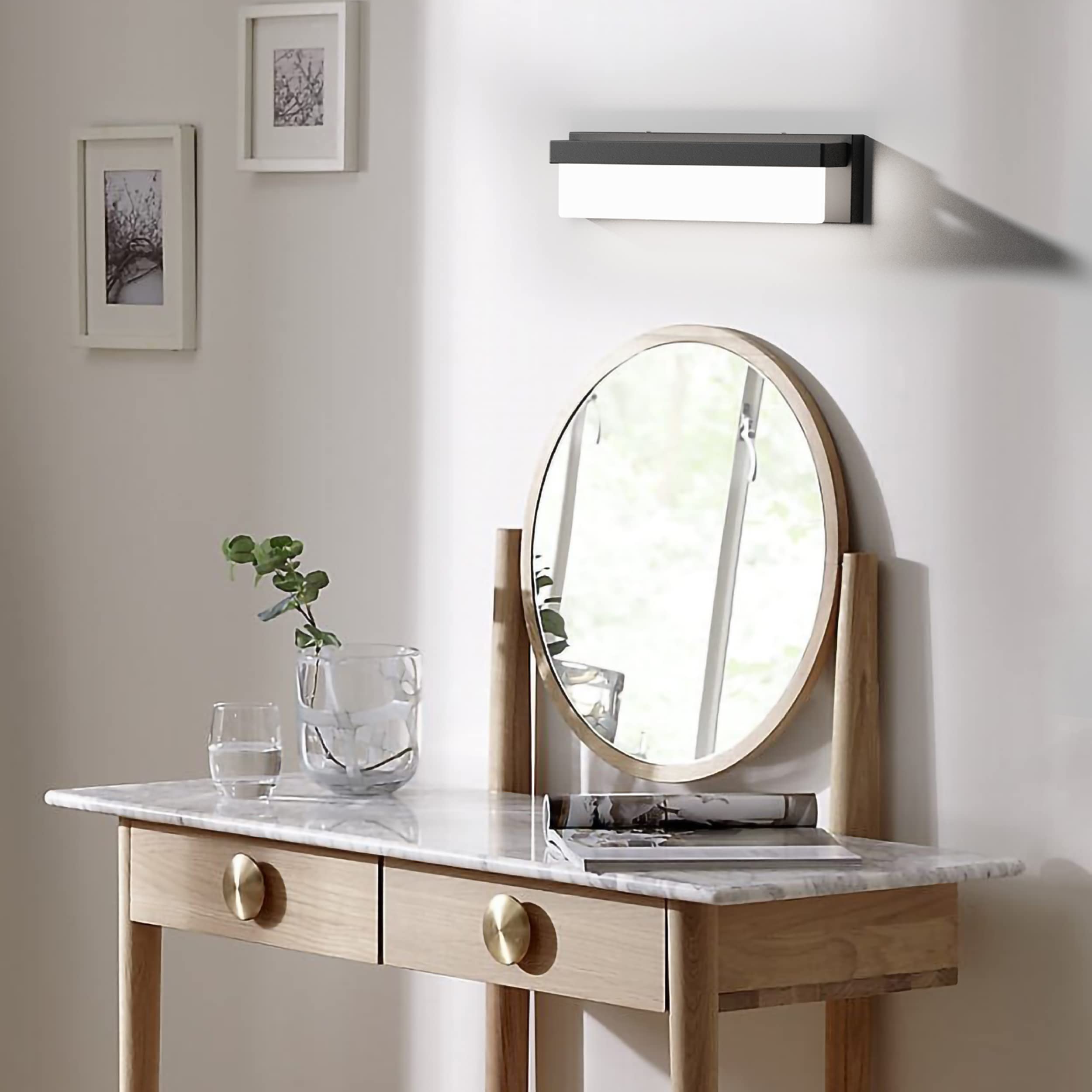 Lightinn Led Bathroom Vanity Light 16.5" Black Metal Over Mirror Sconce 4000K Daylight