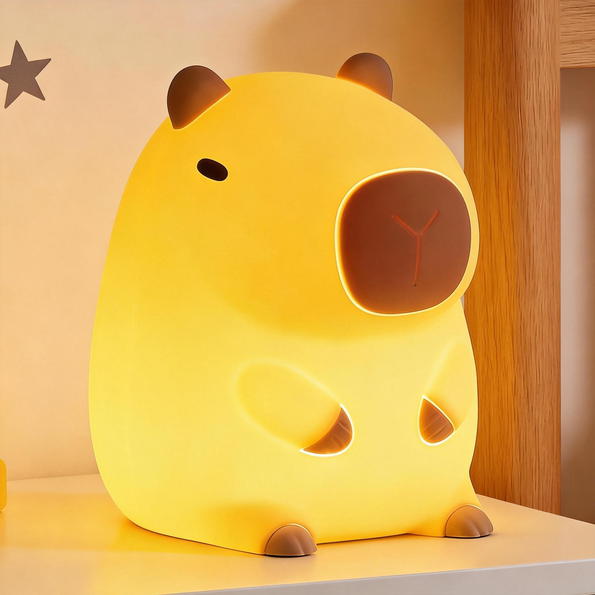 Amaredom Capybara Night Light, Adorable Capybara Lamp, Silicone Dimmable Nursery Nightlight, Rechargeable for Kids with 20 Minut