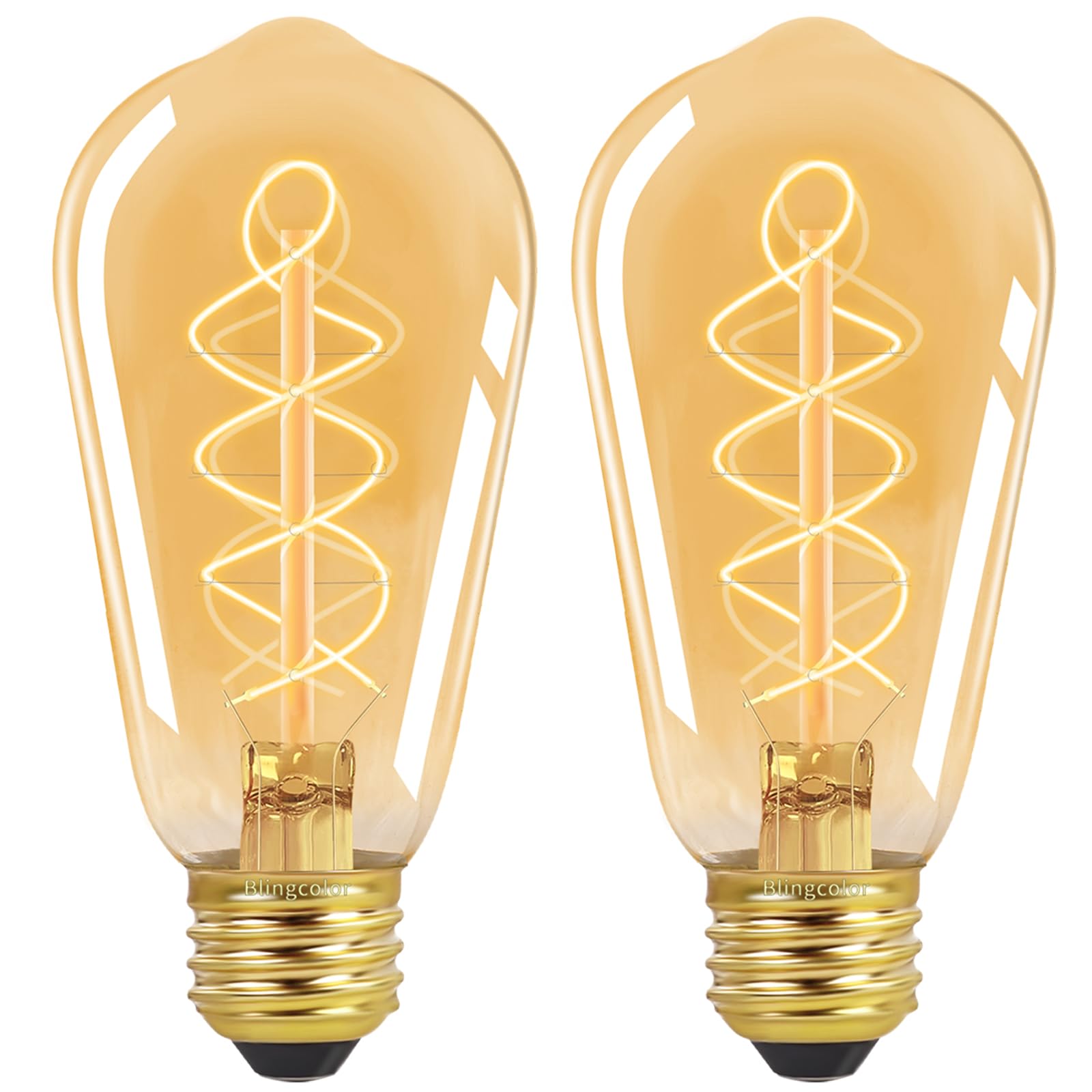 E26 Led Vintage Edison Light Bulbs 40W Equivalent, Dimmable E26 4W Led Edison Bulbs 2200K Amber Warm Light Bulbs, St58 Antique S