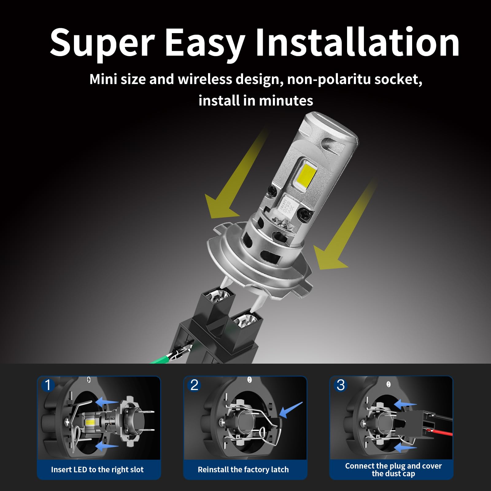 rimthin H7 Fog Light Bulbs, 6000K Cool White, Super Bright, Plug and Play, Pack of 2
