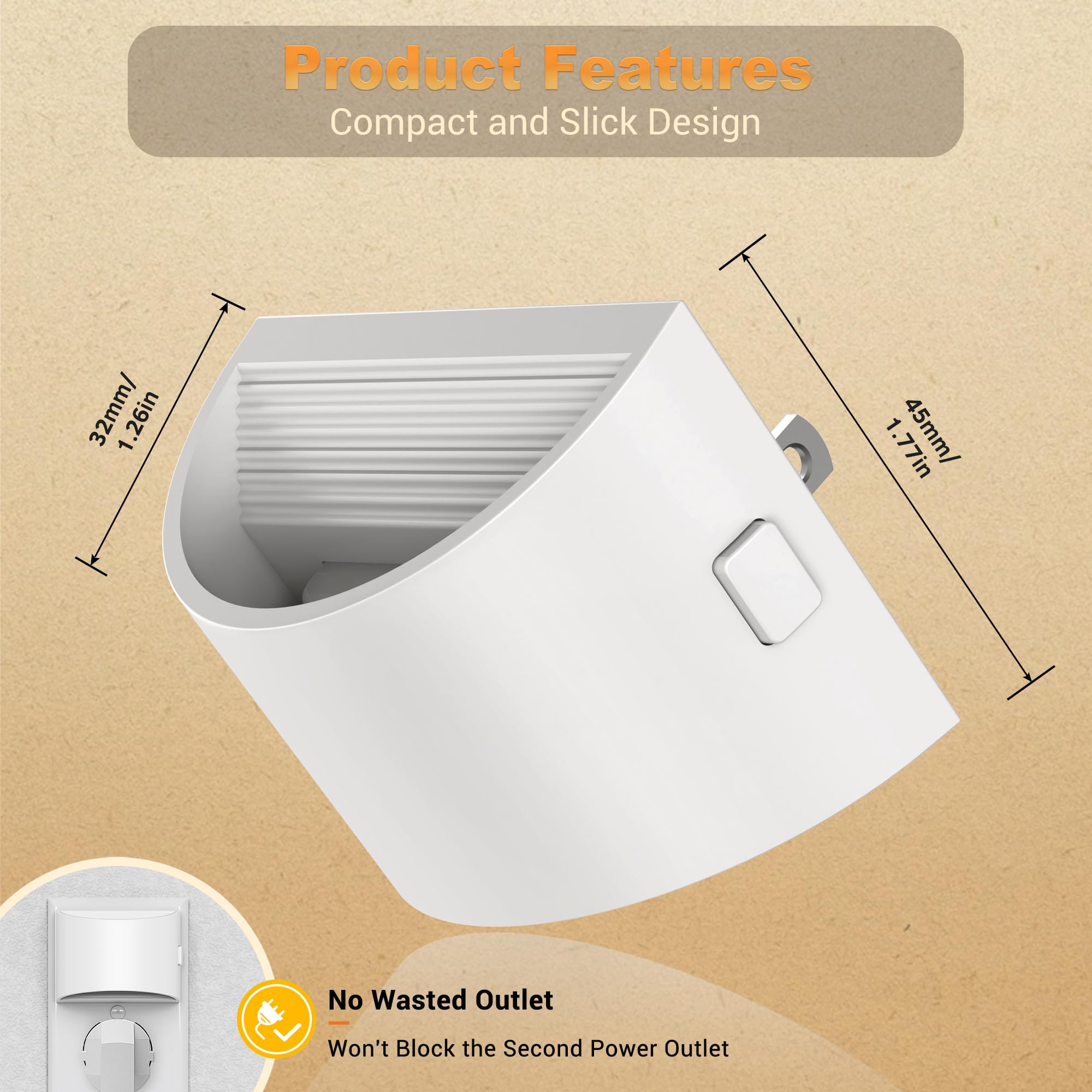 JandCase LED Night Lights 2 Pack, Dusk to Dawn Sensor, Brightness Adjustable, Electroplate White, Model C-GY10702WHUS-2