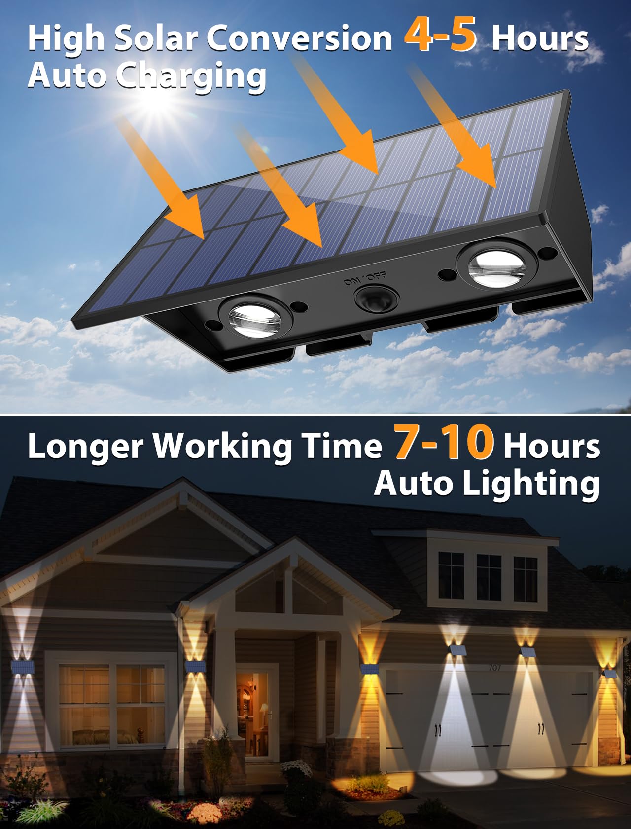 Solar Fence Lights,8Pack Solar Lights Outdoor 2700/4500/6000K 3 Mode Up & Down Solar Wall Lights Waterproof 100 Lumens Solar Pow