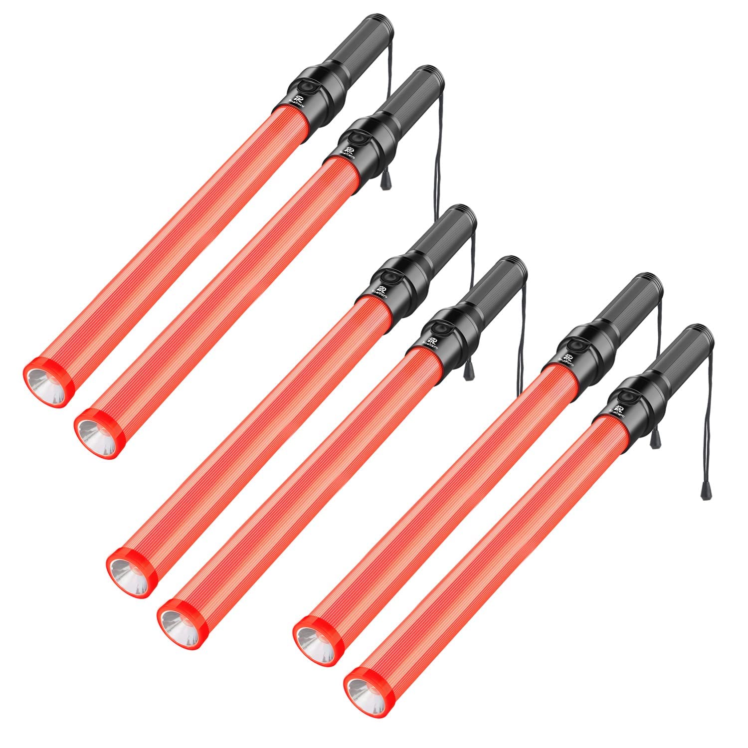Roadhero 6 Pack Traffic Batons, 21 Inch Led Traffic Control Batons, Night Safety Light Wands With 3 Flashing Modes, Air Marshali